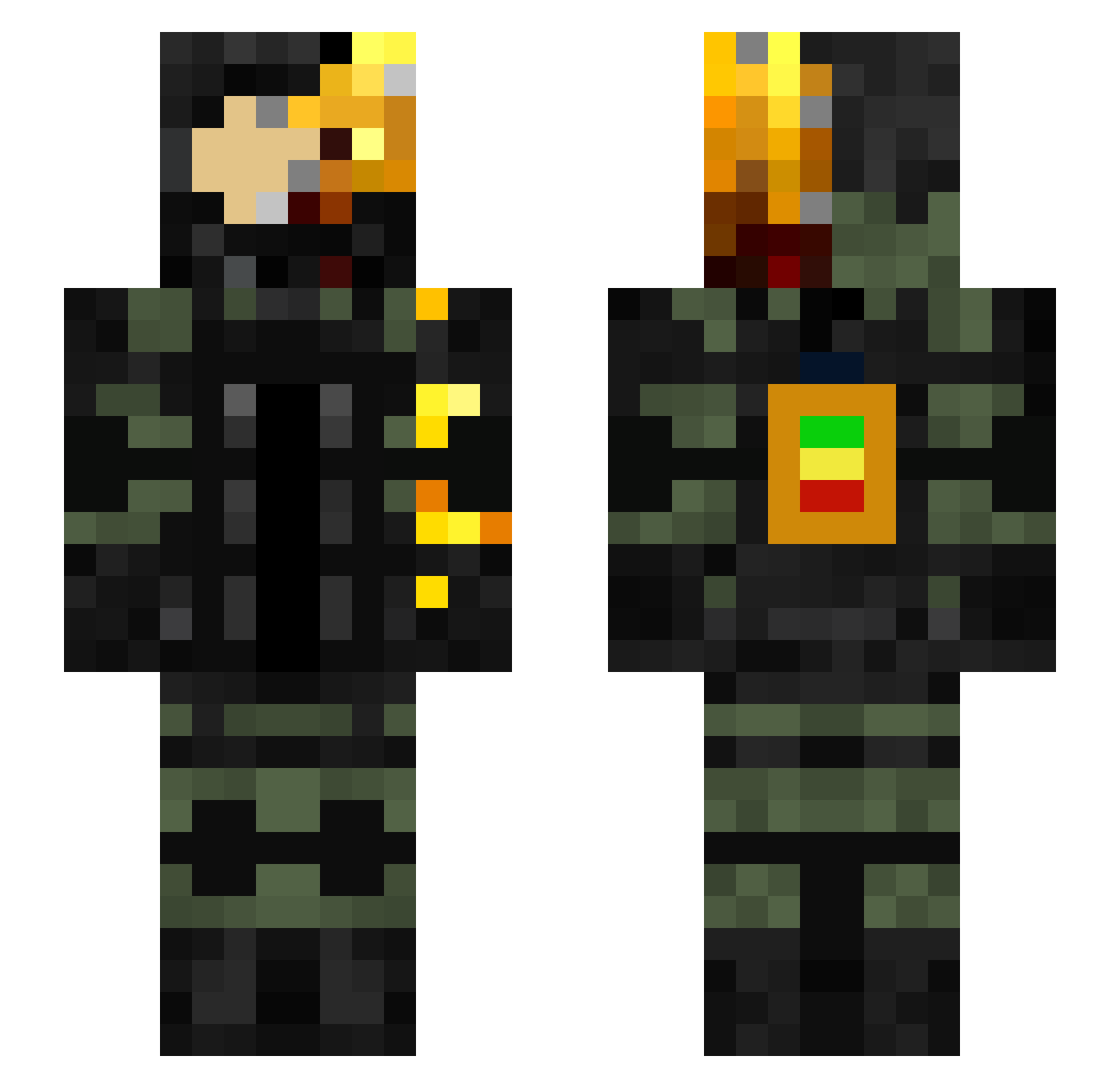 PixxelFour Minecraft skin, front and back view