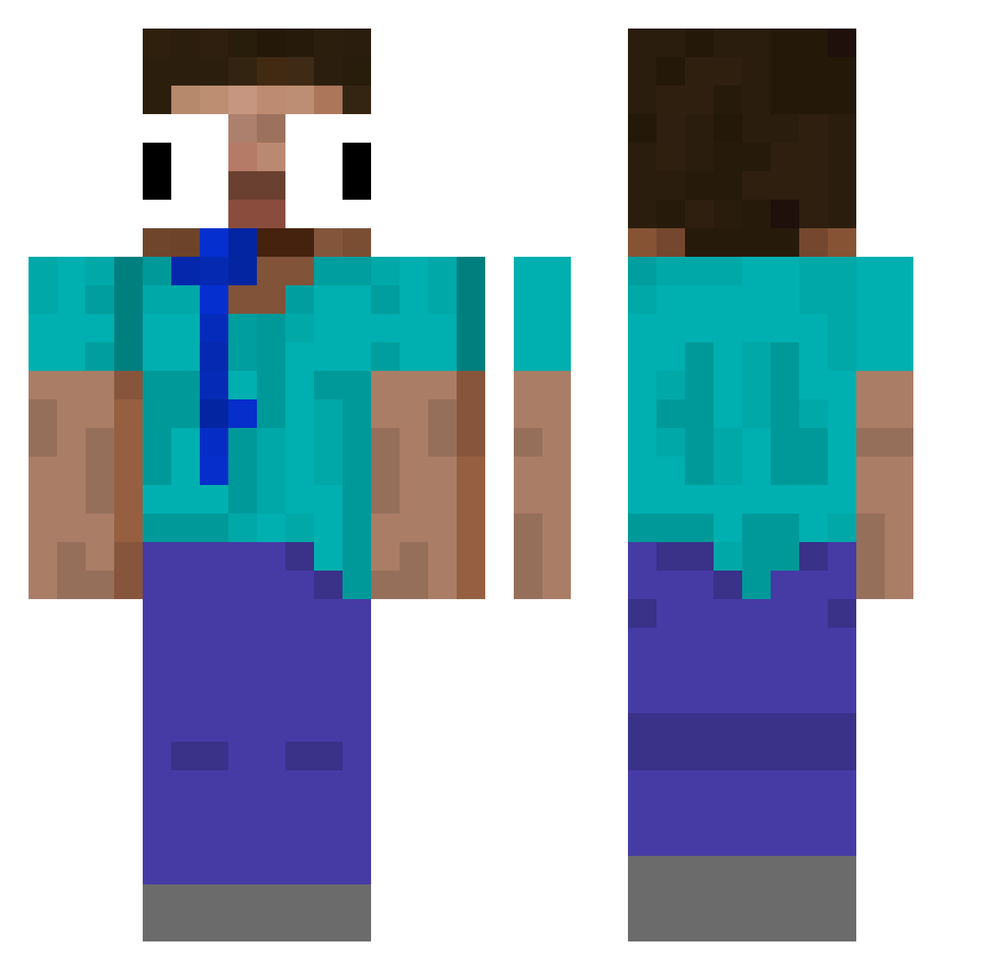 Yoreu Minecraft skin, front and back view