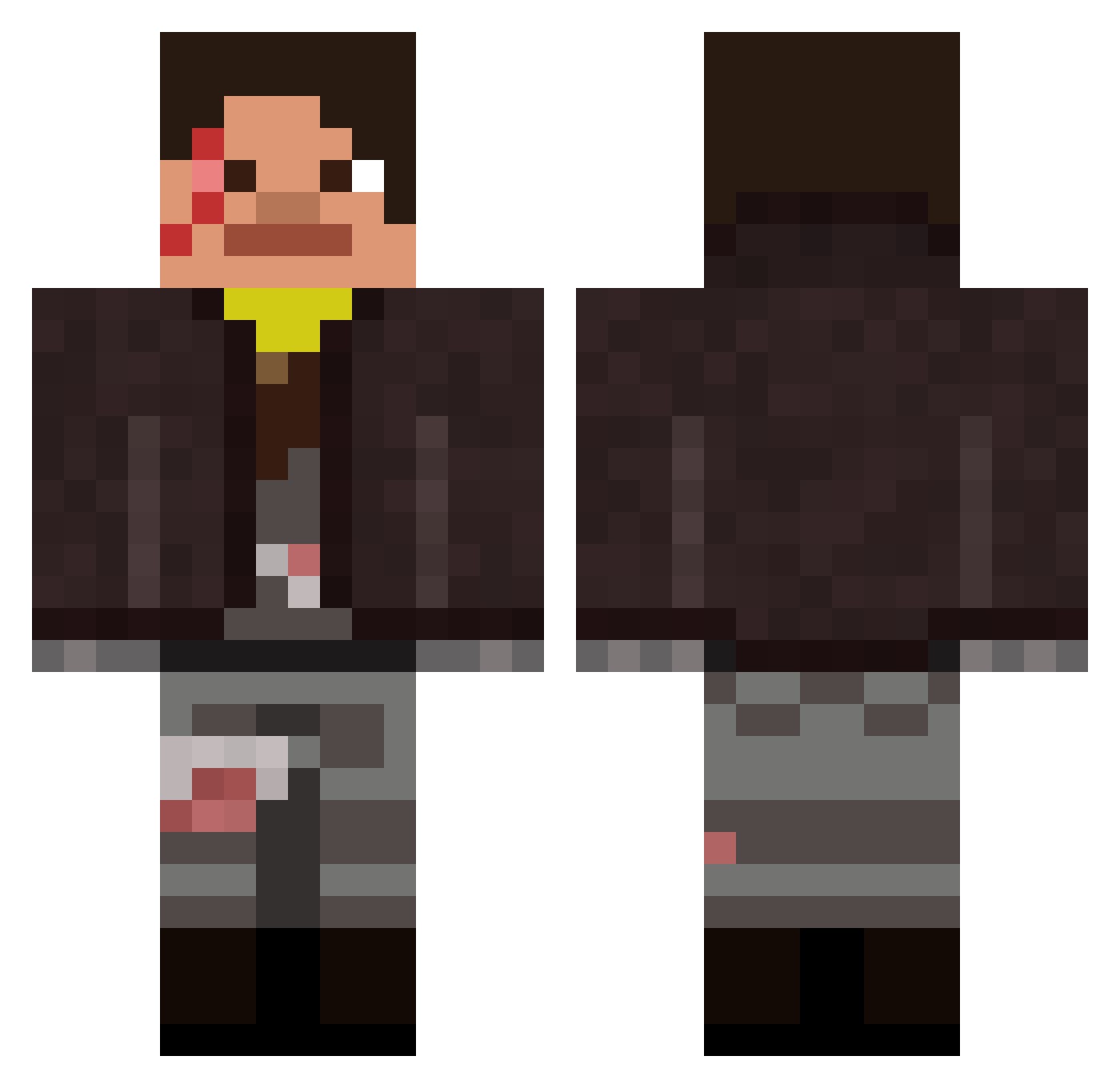 Jakr01 Minecraft skin, front and back view