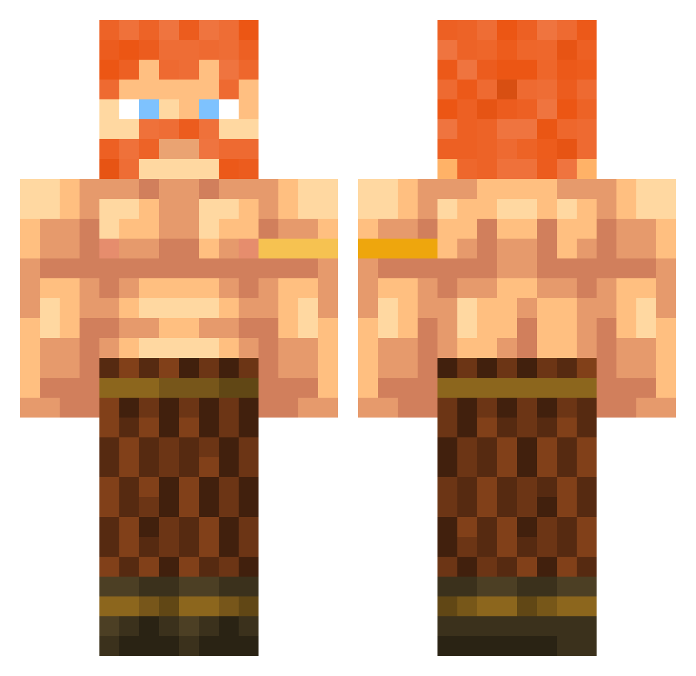 The_Hunted Minecraft skin, front and back view