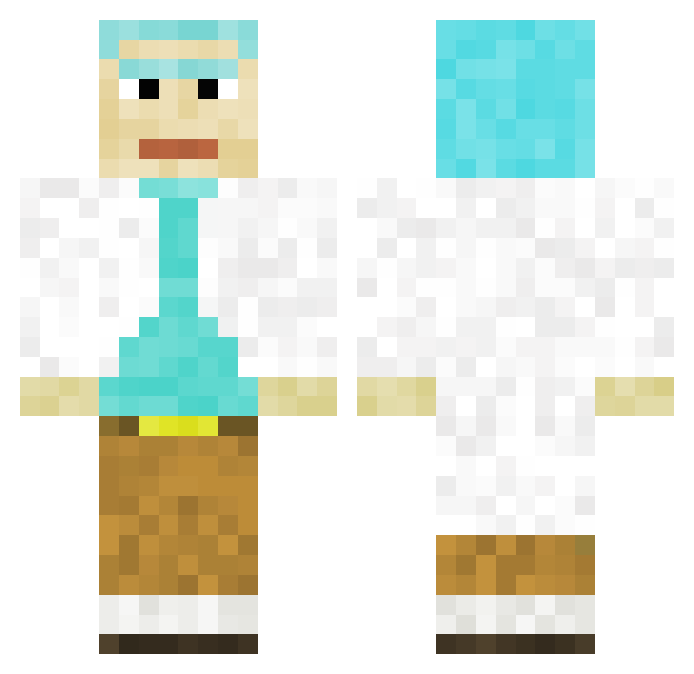 Tribology Minecraft skin, front and back view