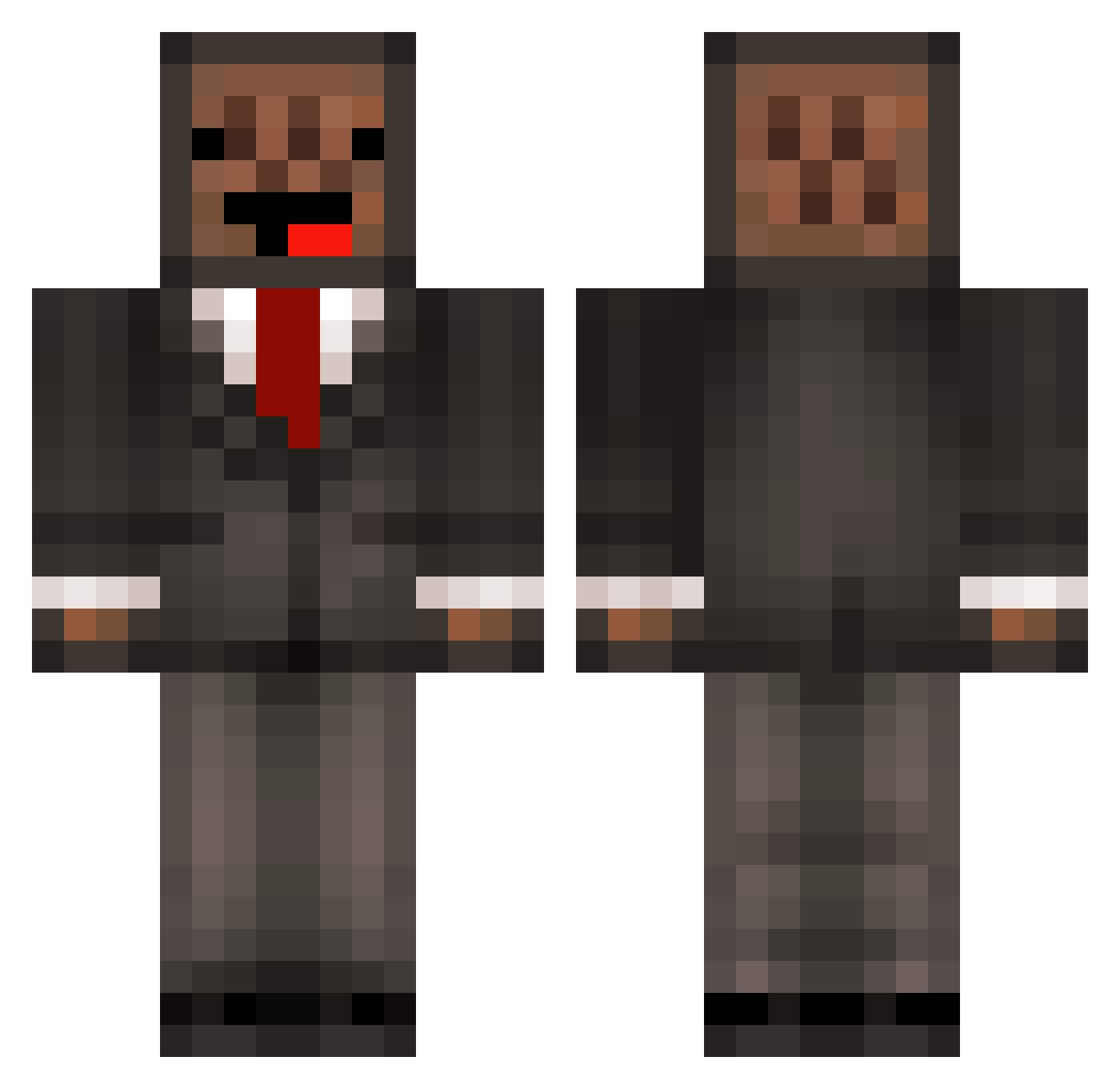 MusicHub Minecraft skin, front and back view