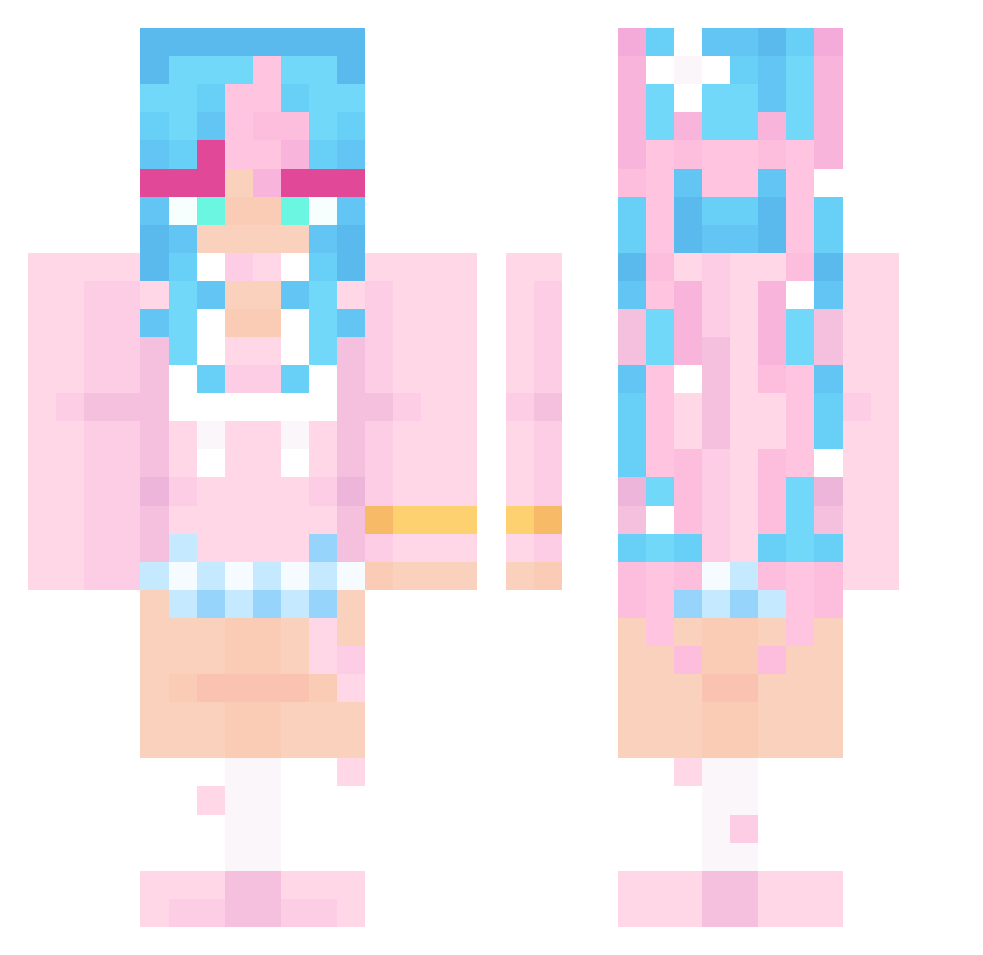 mellotunes Minecraft skin, front and back view