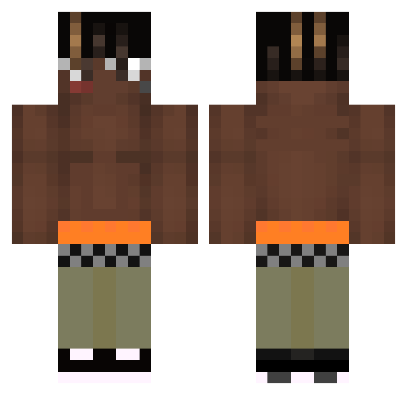 bucif Minecraft skin, front and back view