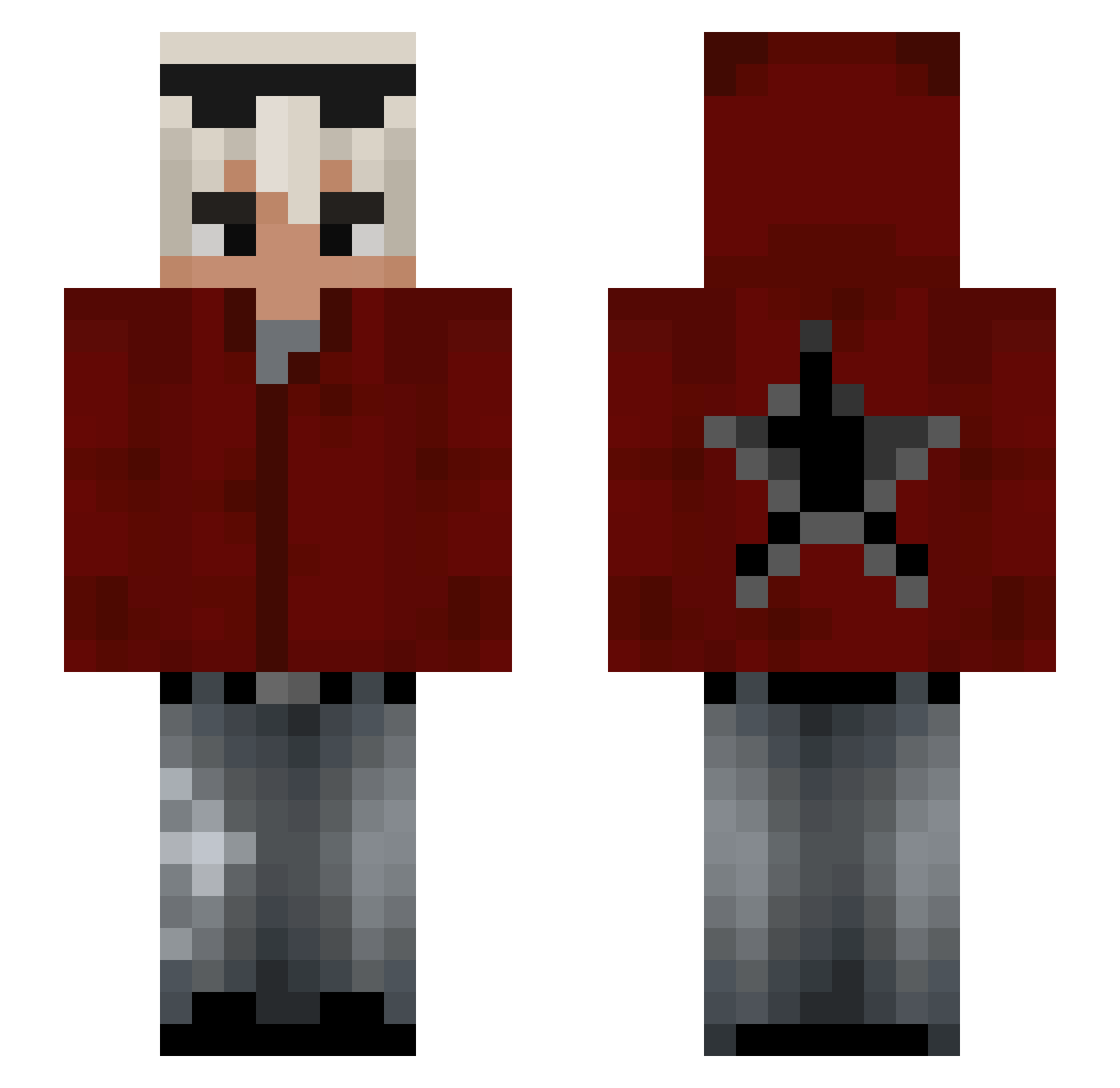 RynnBW Minecraft skin, front and back view
