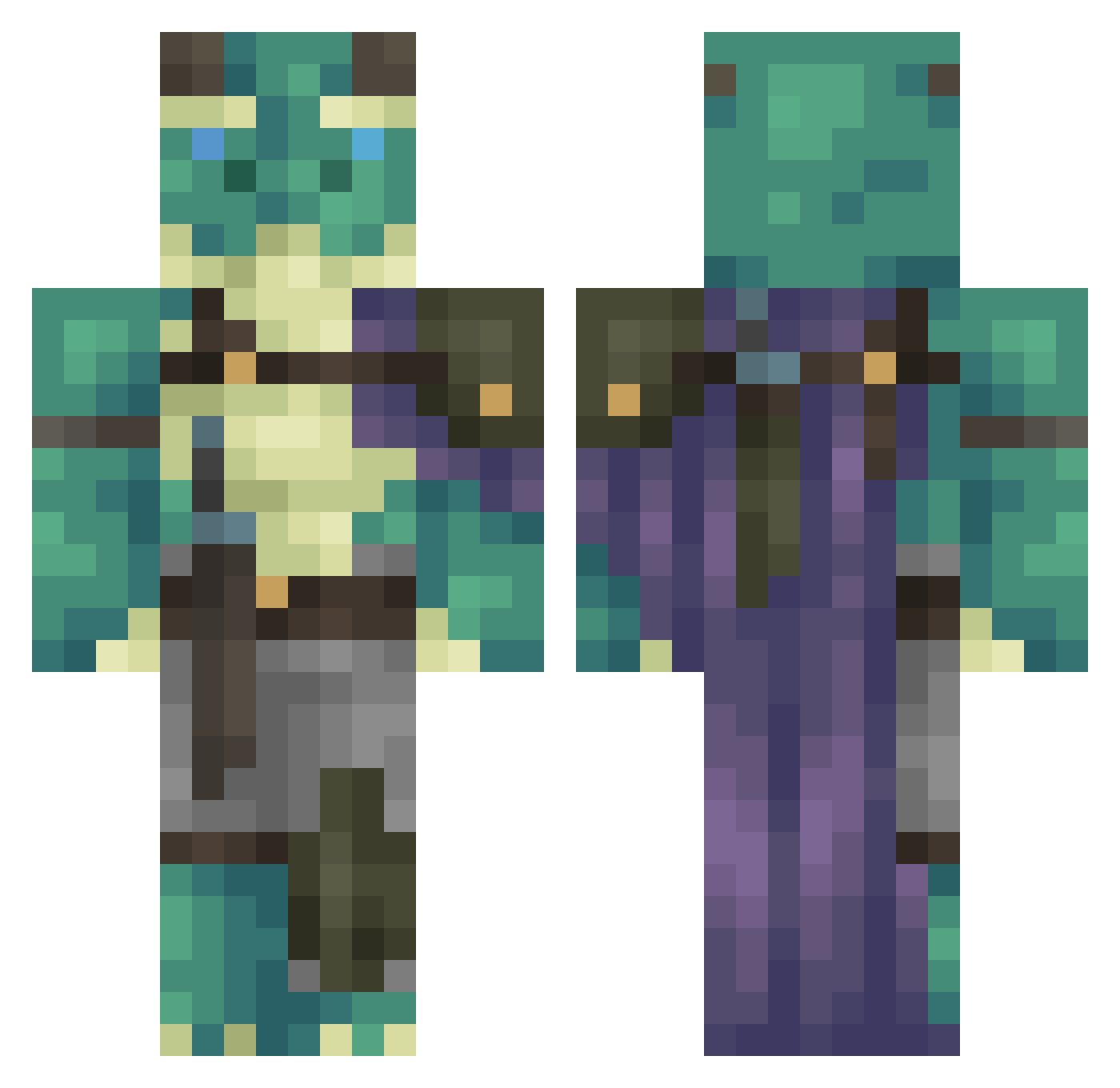 deathboi666 Minecraft skin, front and back view