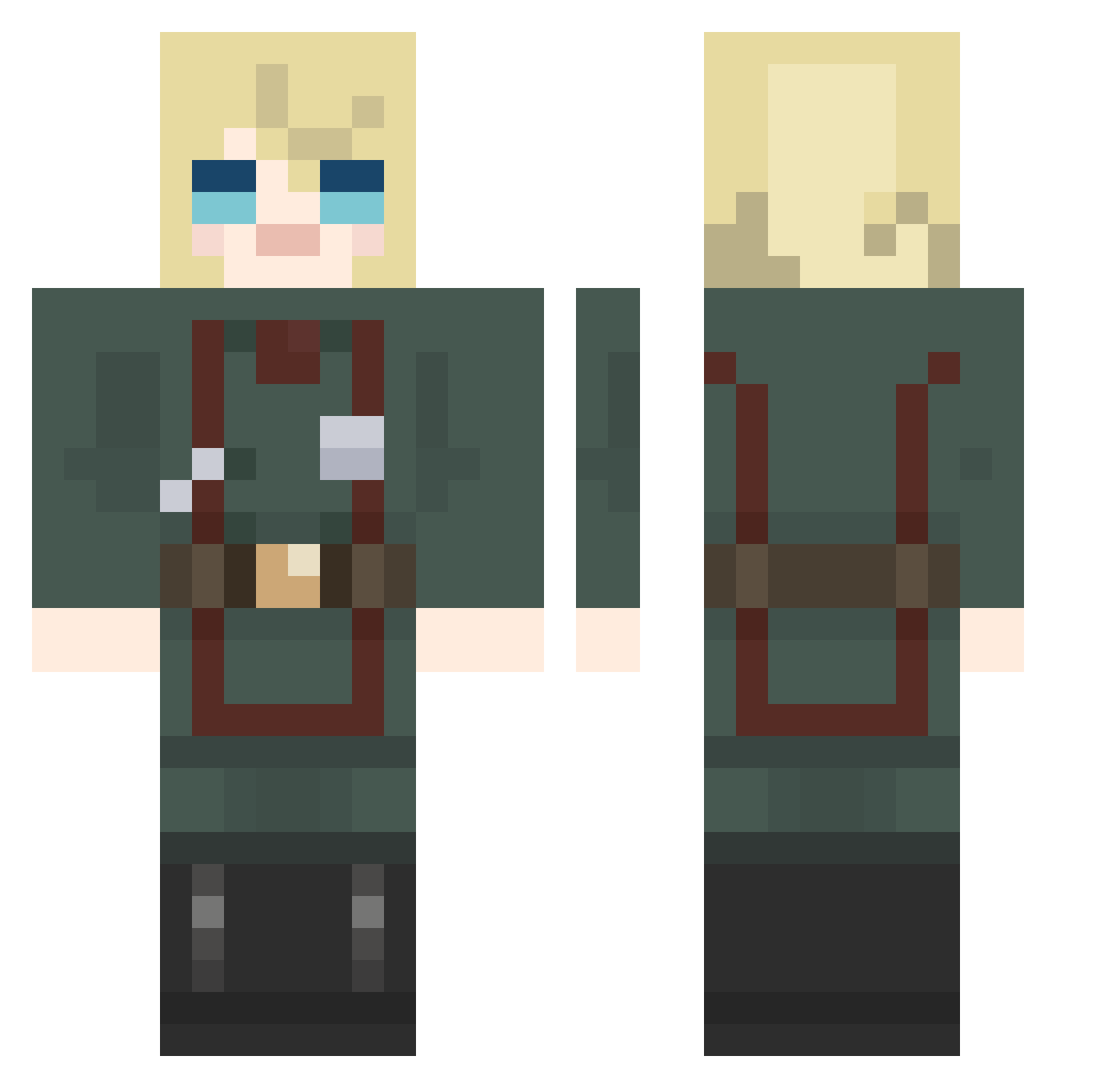 Cxtwomann Minecraft skin, front and back view