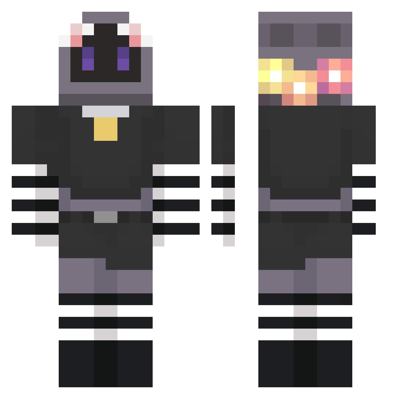 Wickcel Minecraft skin, front and back view