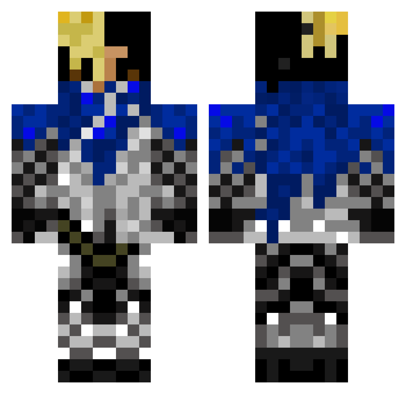 Justor Minecraft skin, front and back view