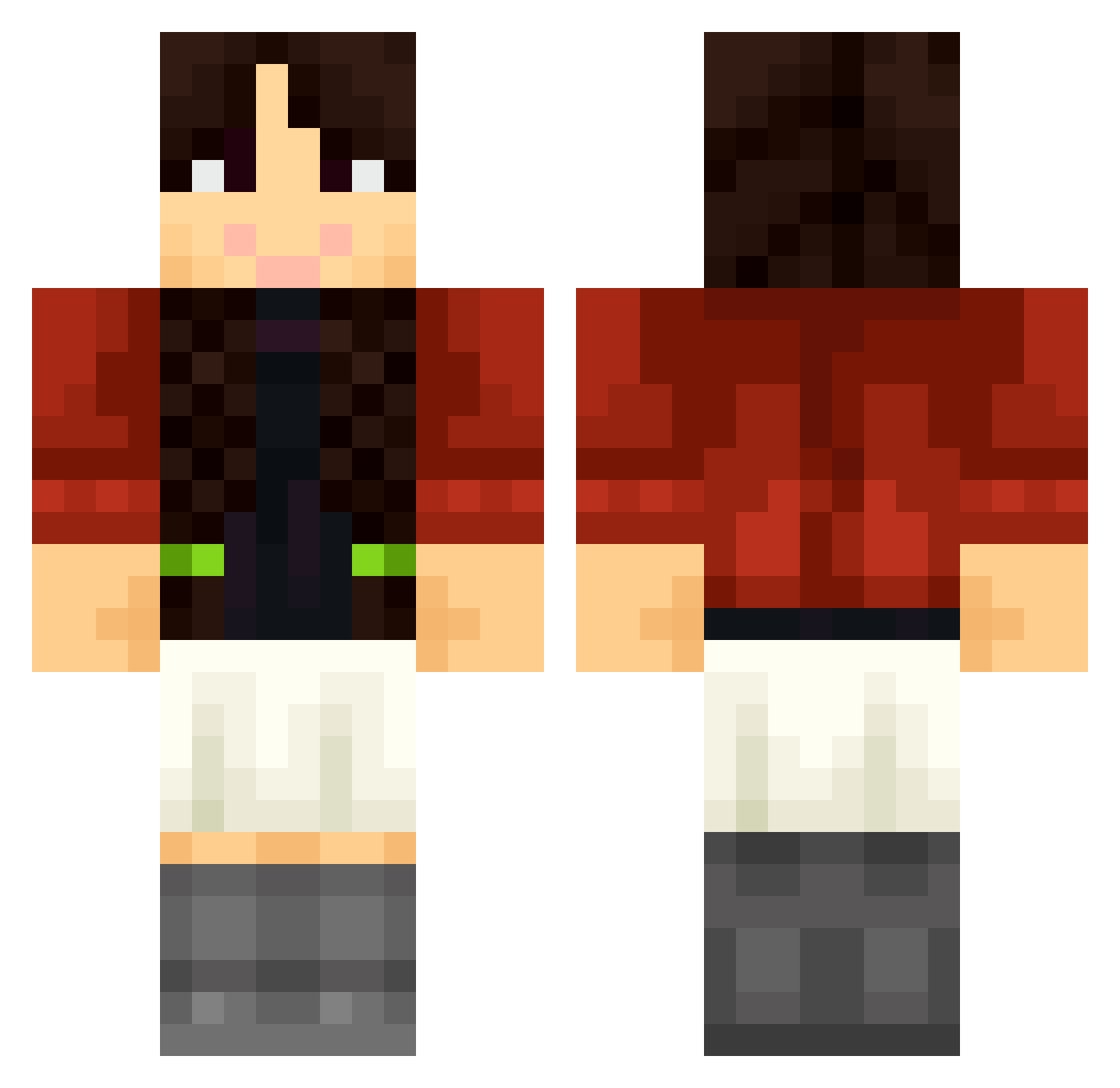 Auntbrix Minecraft skin, front and back view