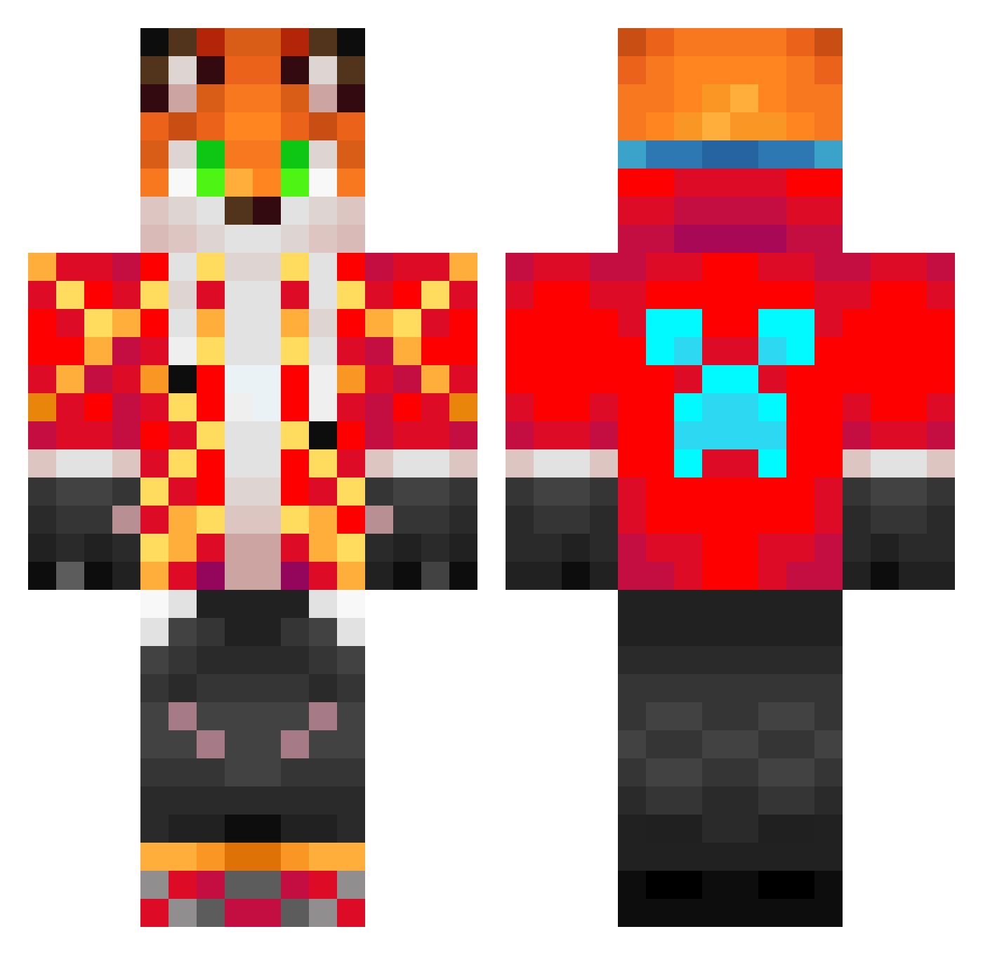 Firewall4557 Minecraft skin, front and back view