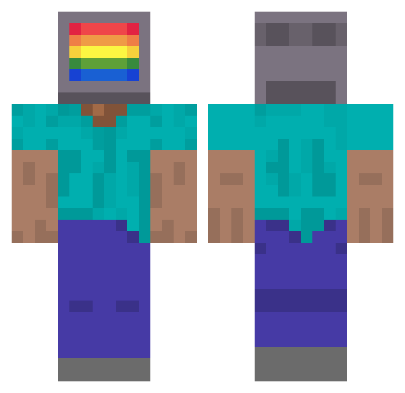 Silnclu Minecraft skin, front and back view