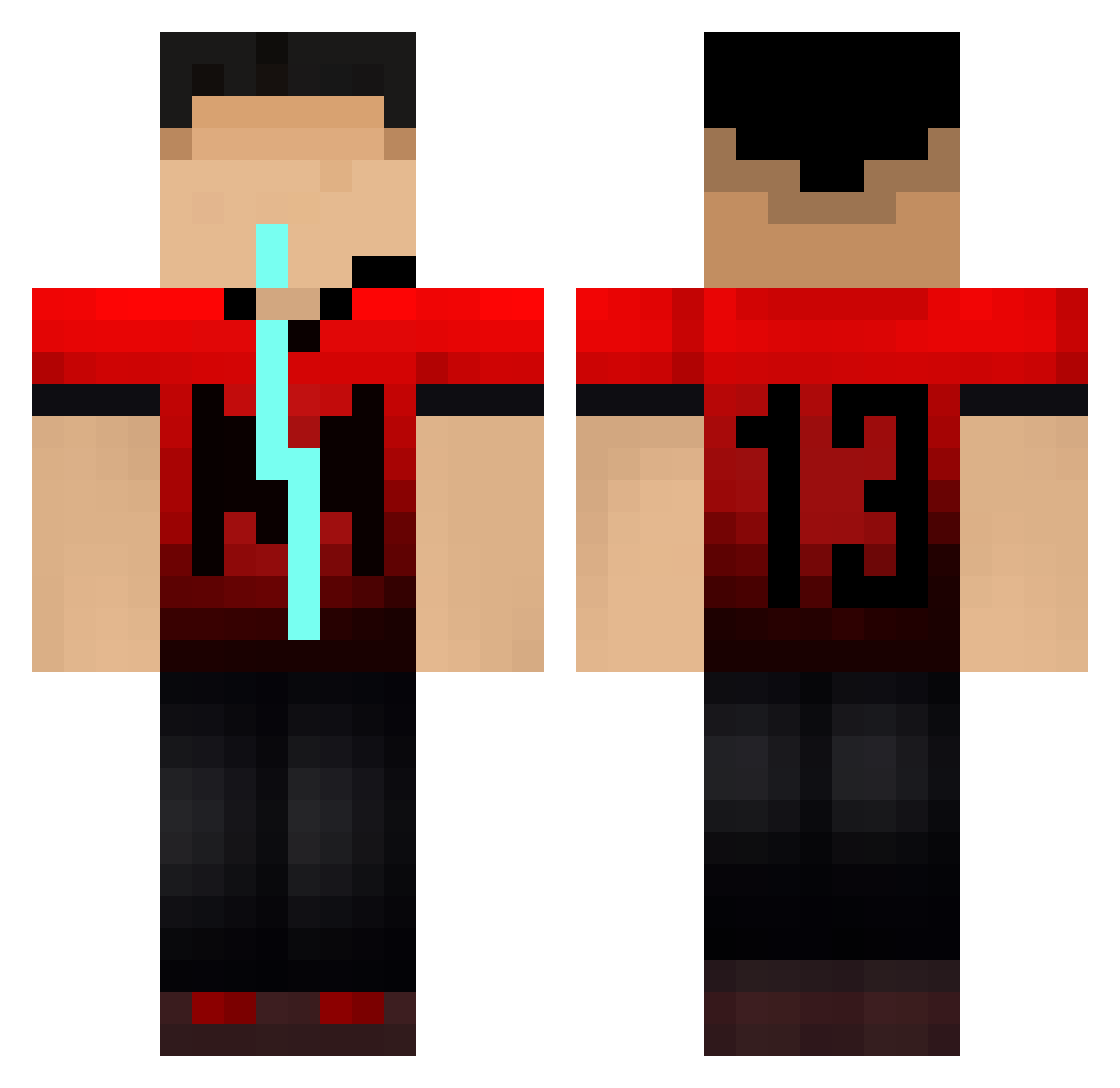 PecaZagodin Minecraft skin, front and back view