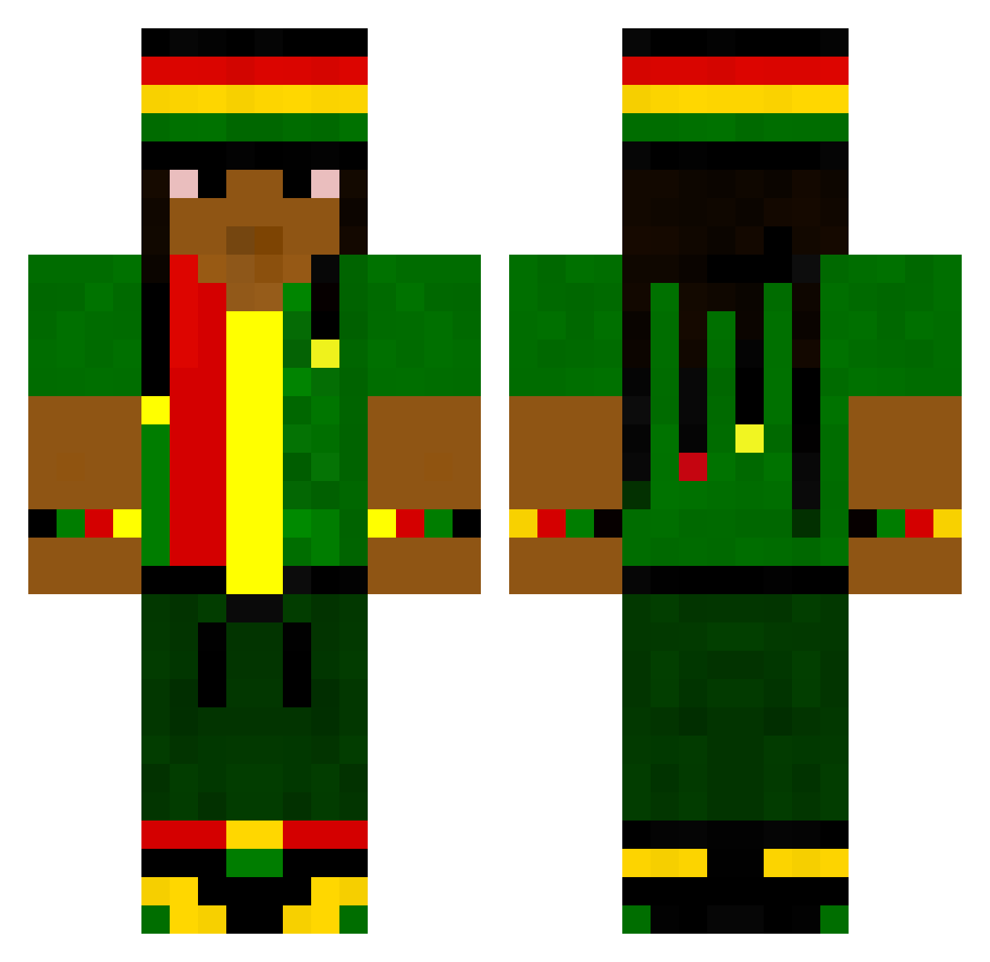 Hubixlop Minecraft skin, front and back view