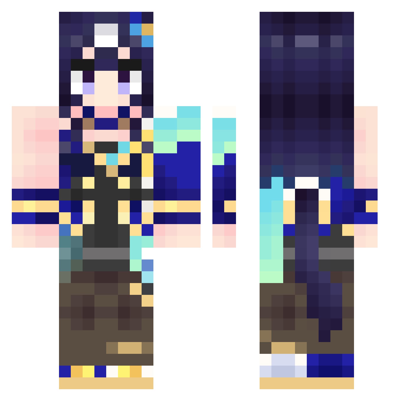 awwkiu Minecraft skin, front and back view