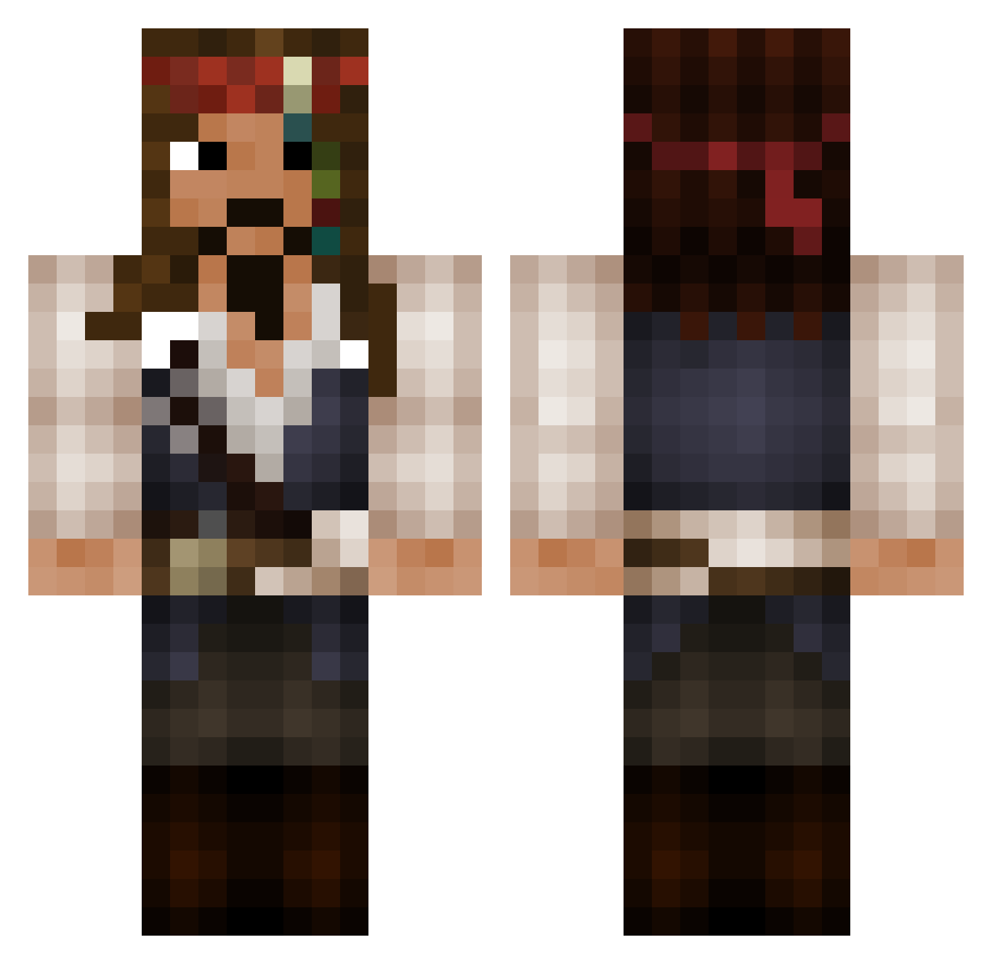 CaptainMoxey Minecraft skin, front and back view