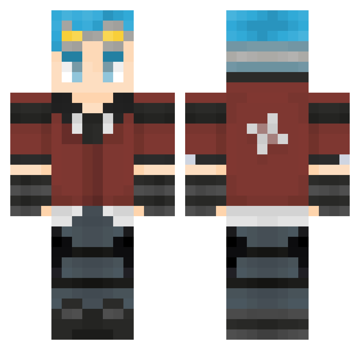 WaywardMariner Minecraft skin, front and back view