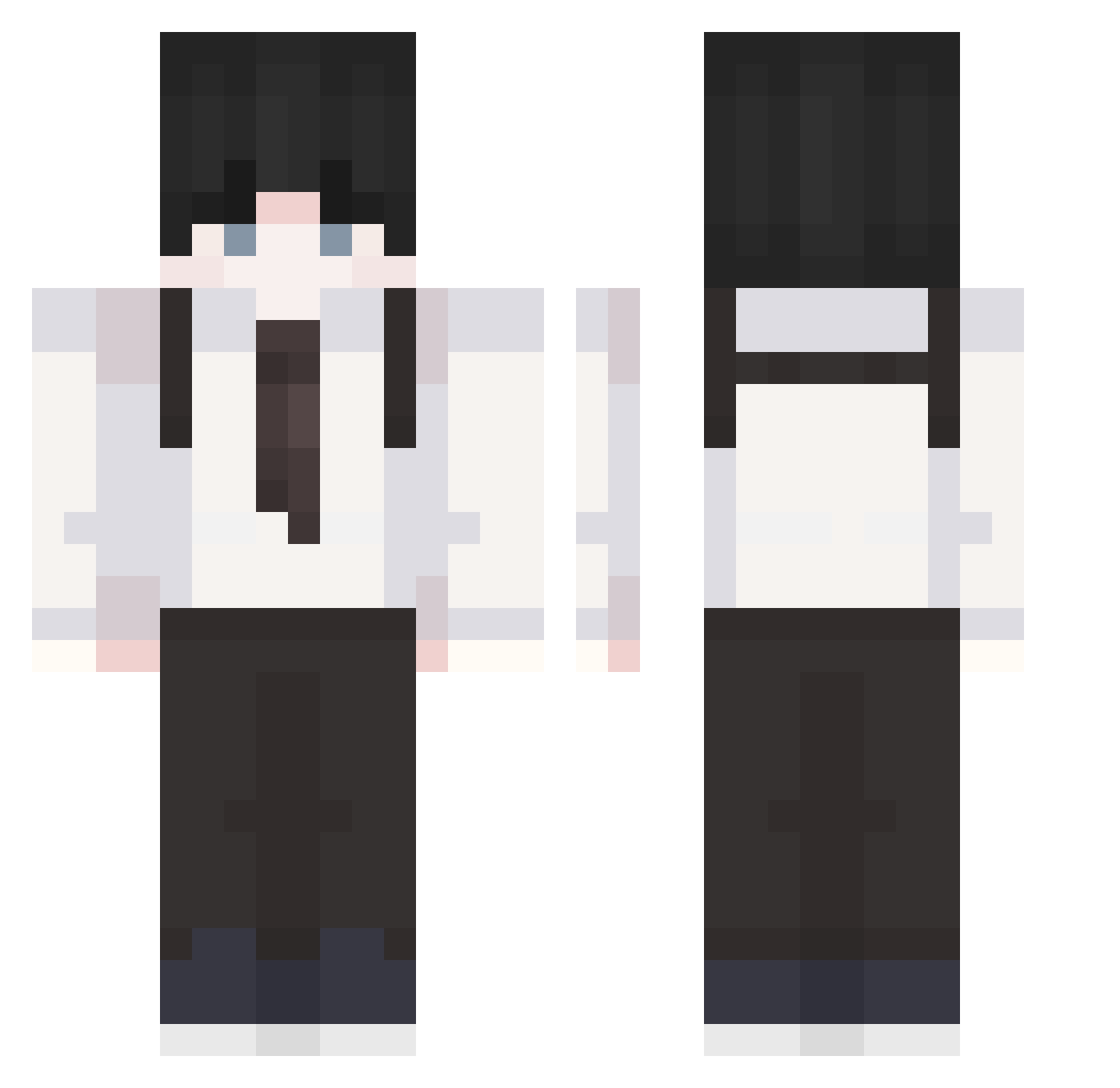 Jhinxy Minecraft skin, front and back view