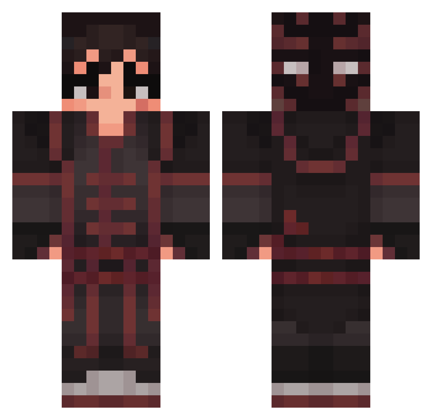 GcabBeauty Minecraft skin, front and back view