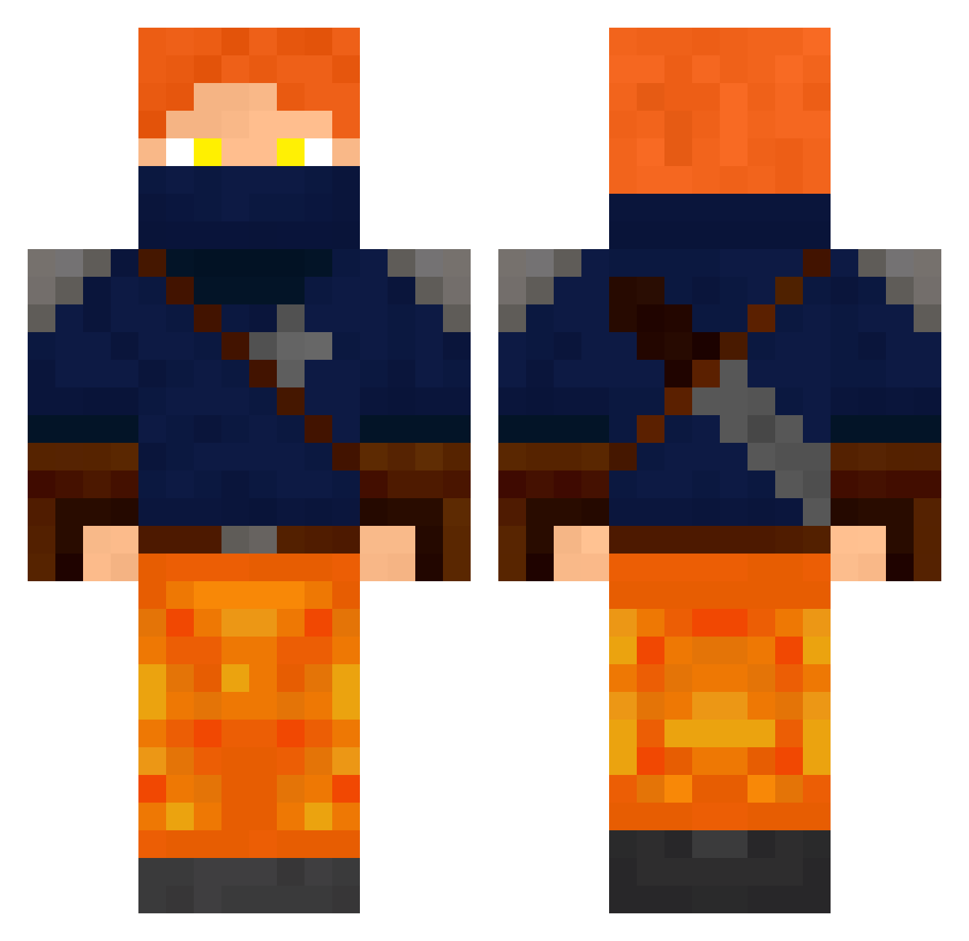 Zninja09 Minecraft skin, front and back view