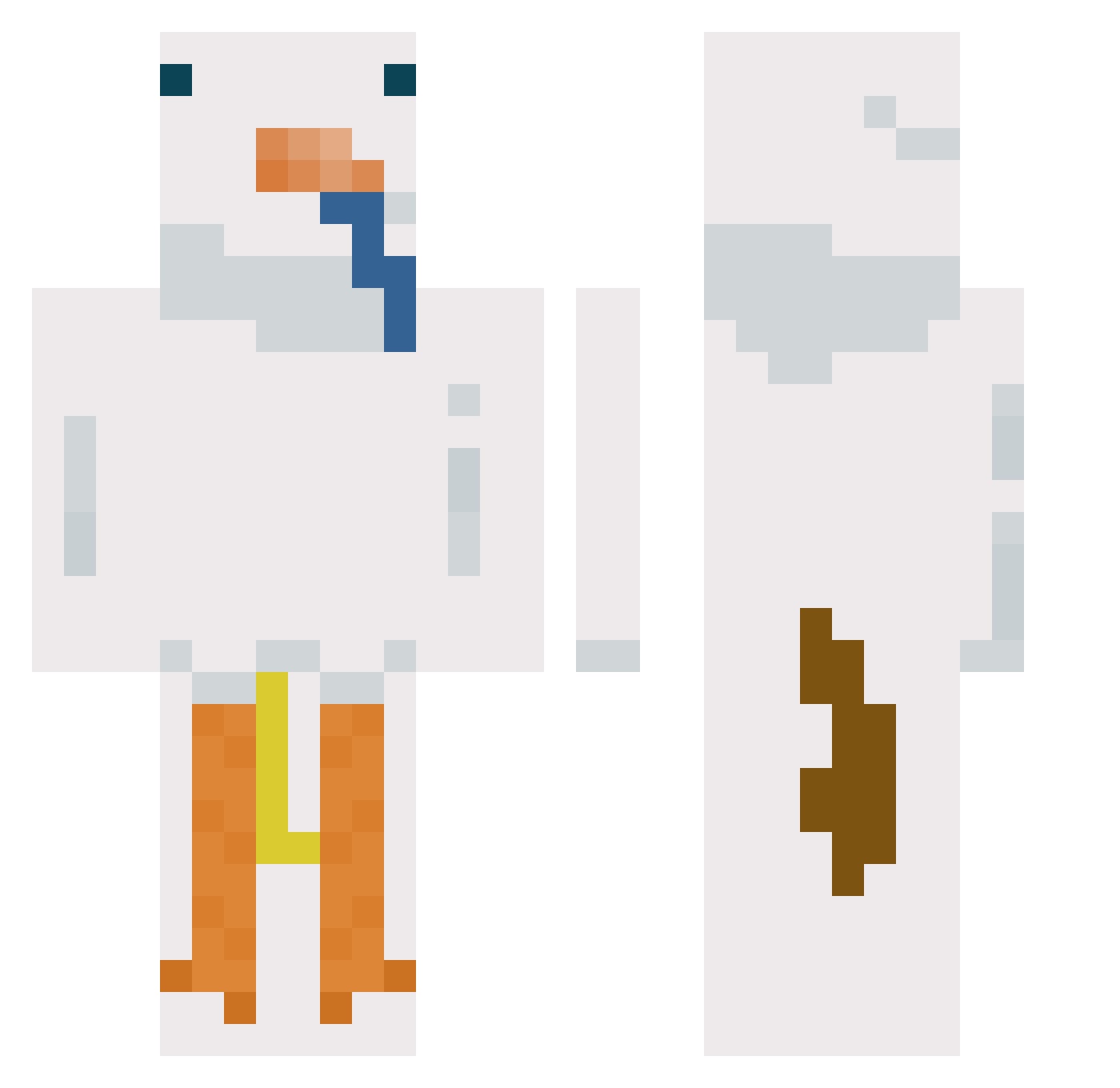 Toalettrulle Minecraft skin, front and back view