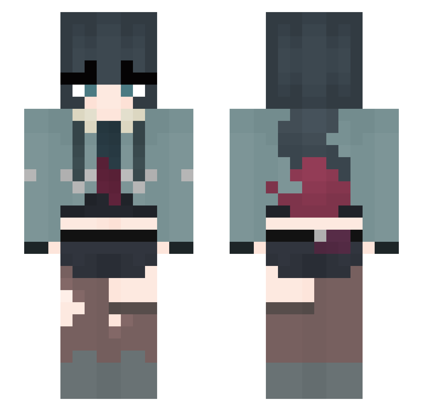 Metanooo Minecraft skin, front and back view