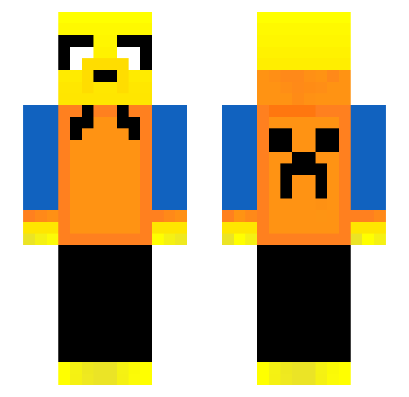 SoyEduTheDog Minecraft skin, front and back view