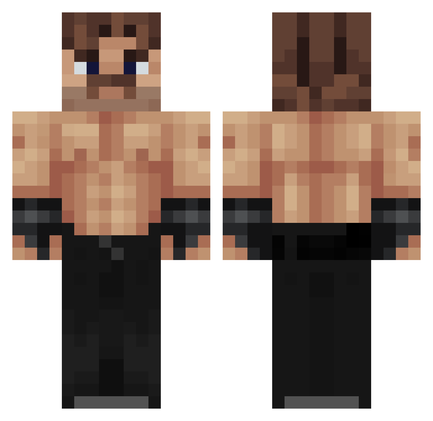 Mehts Minecraft skin, front and back view