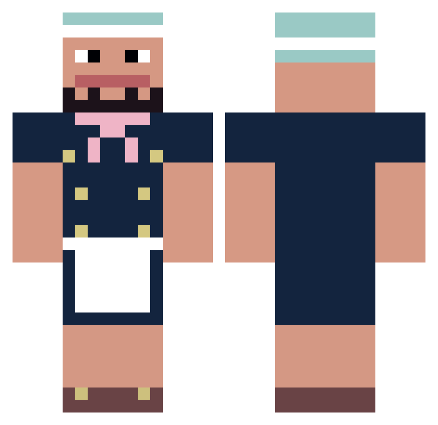Equ0z Minecraft skin, front and back view