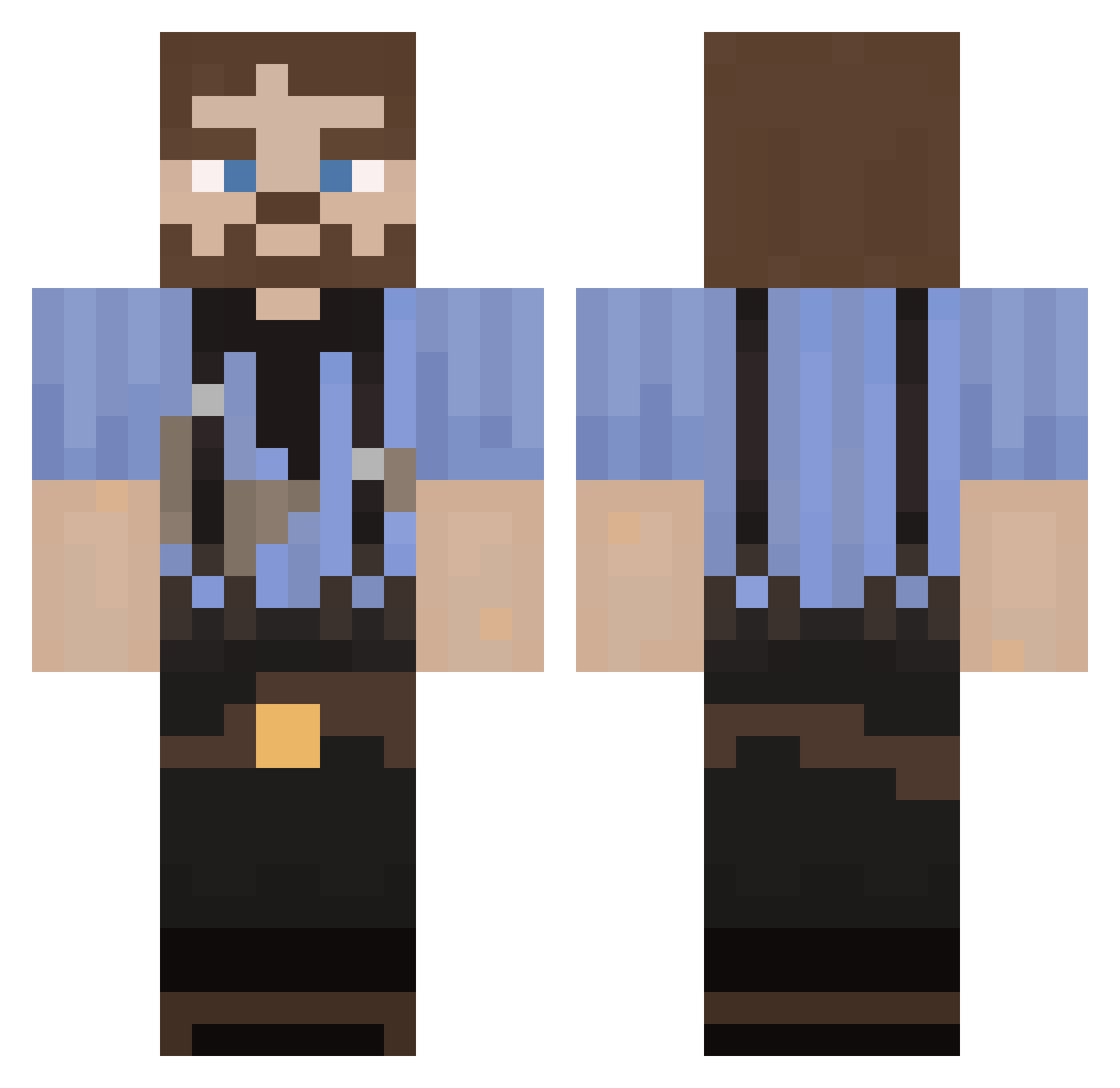 Reinstallations Minecraft skin, front and back view