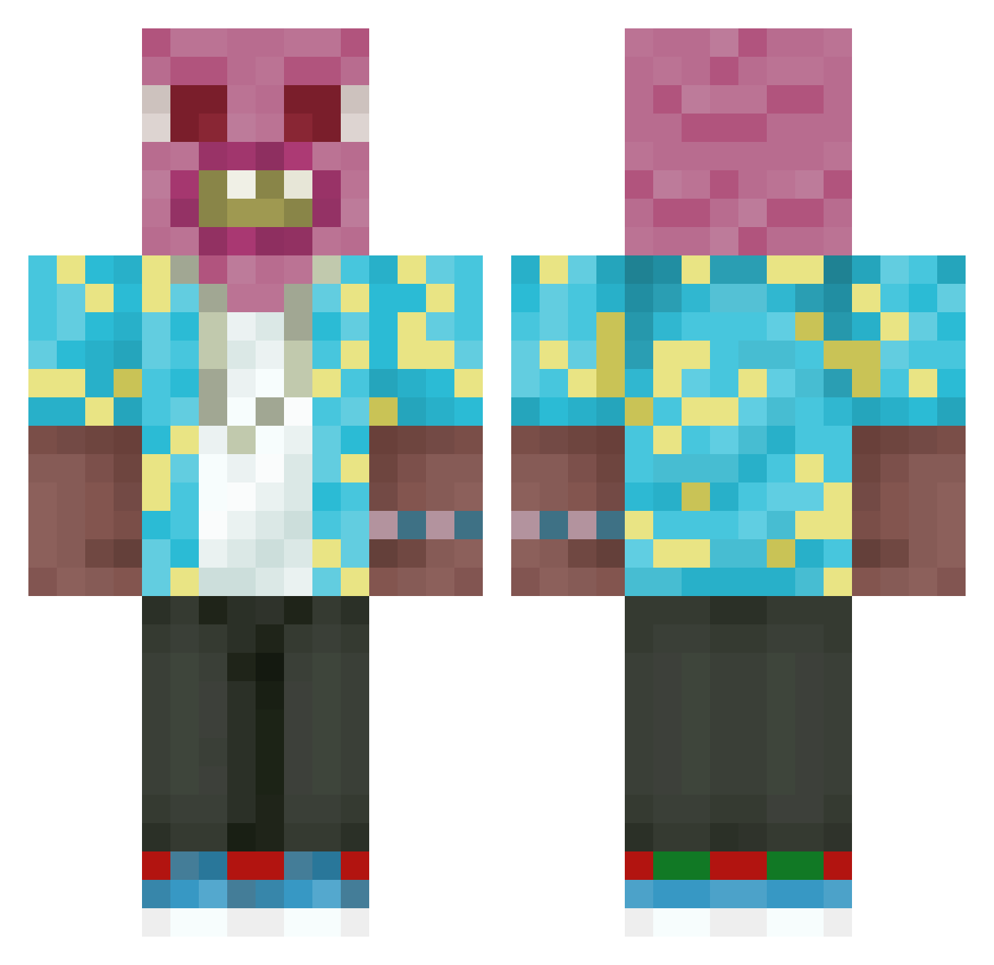 Opaugle Minecraft skin, front and back view