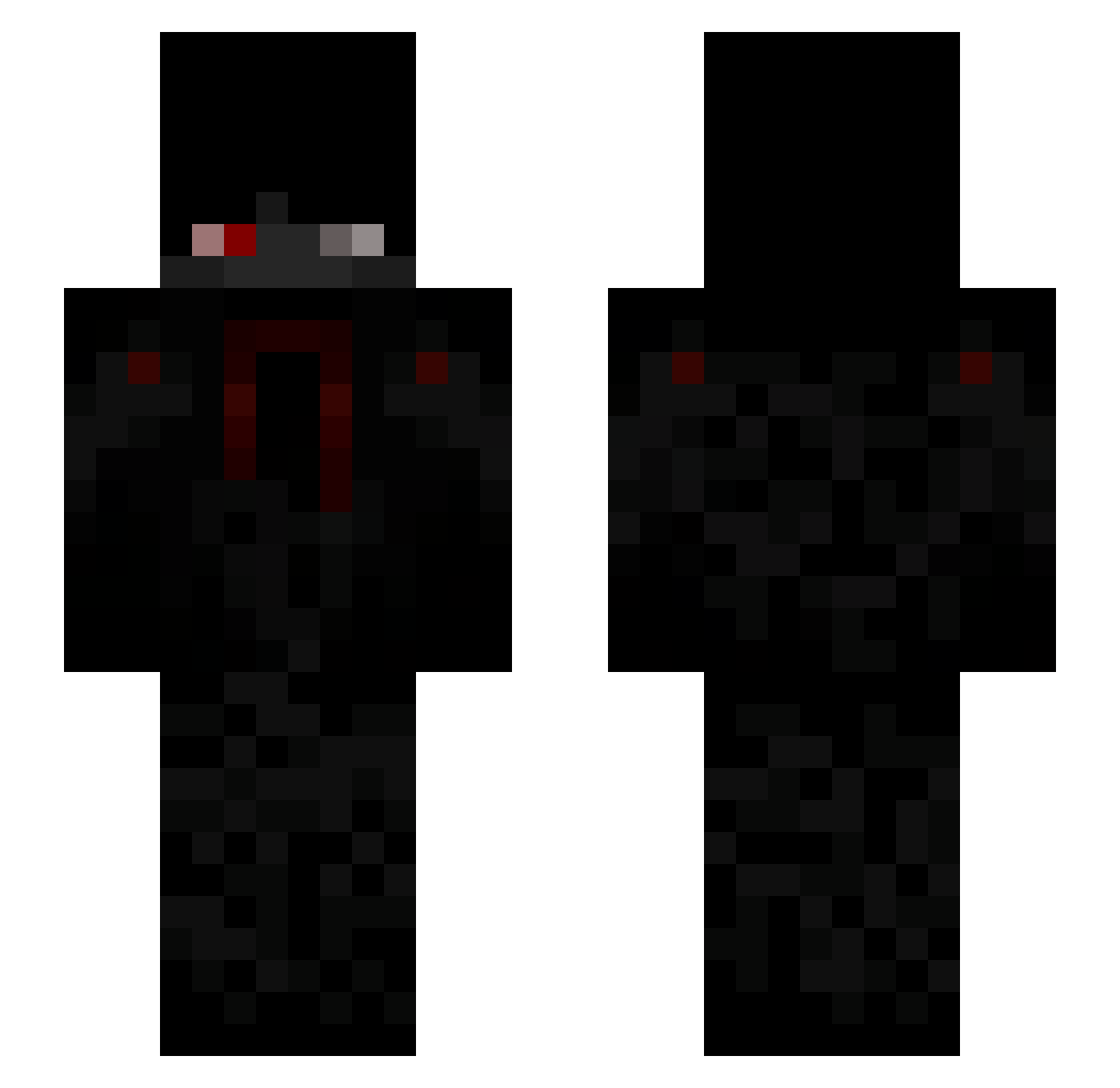 Puolikuollut Minecraft skin, front and back view