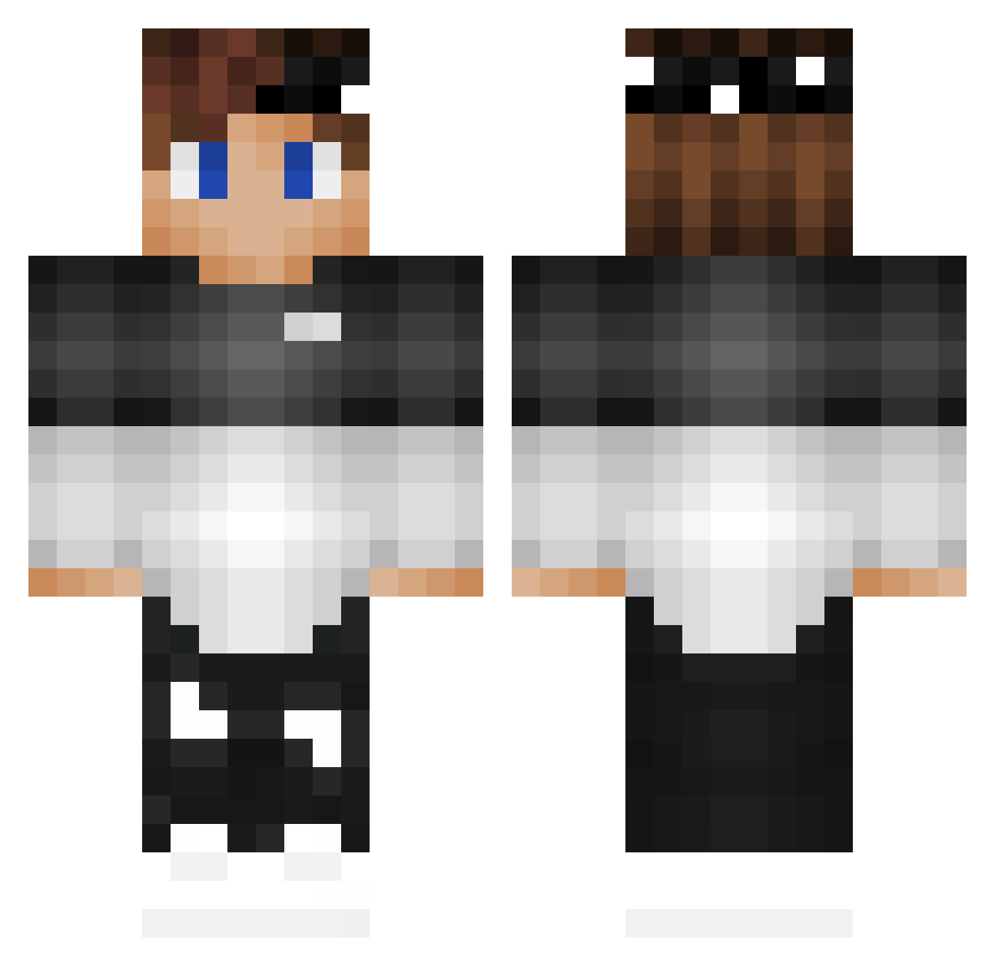 Qrypting Minecraft skin, front and back view