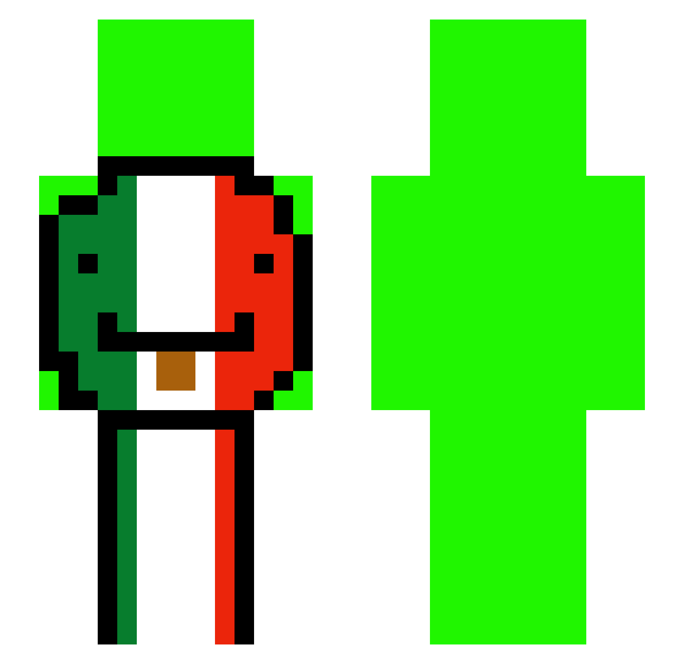 fpsiscrashing Minecraft skin, front and back view