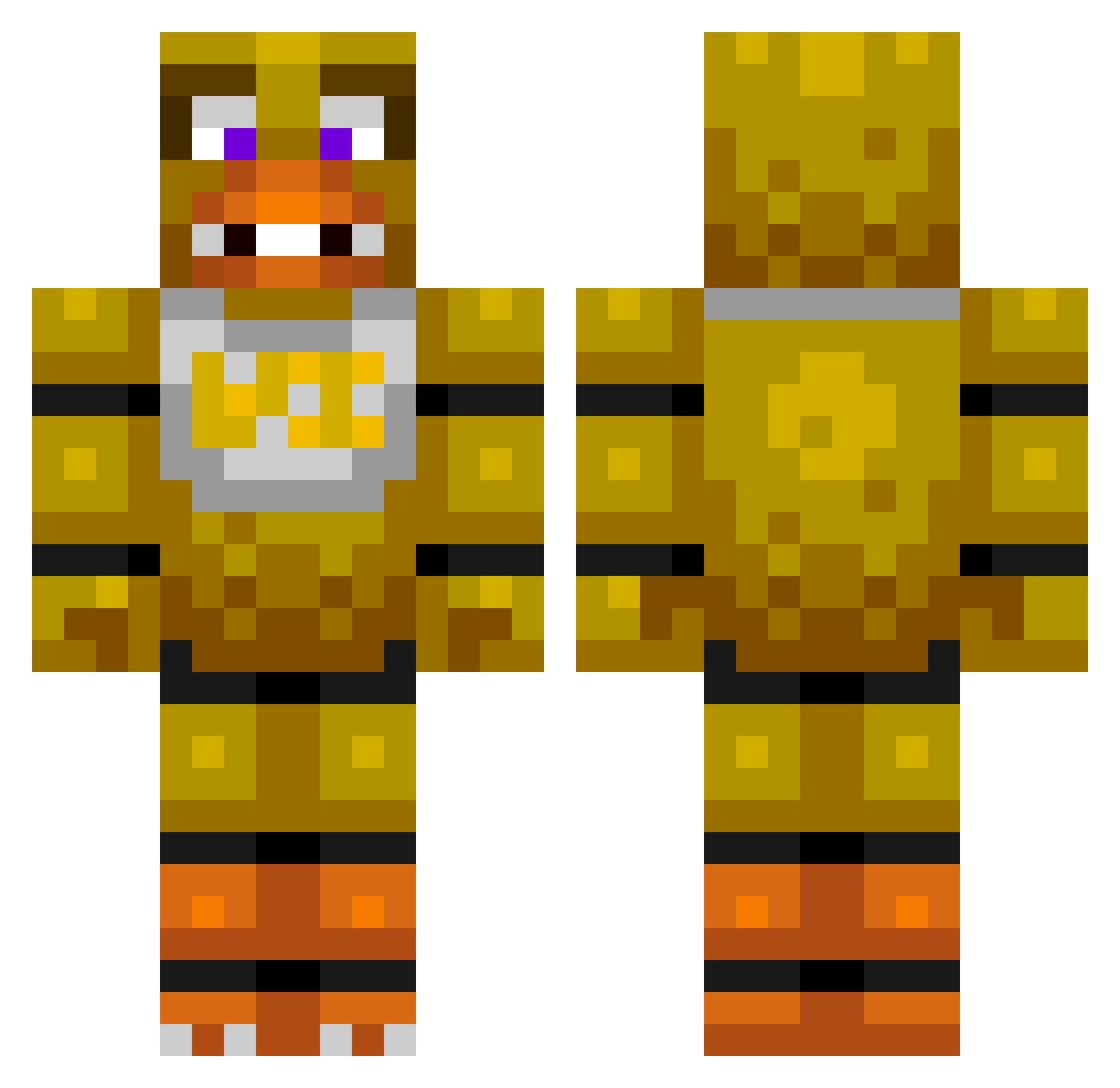 JakeSpiderMonkey Minecraft skin, front and back view
