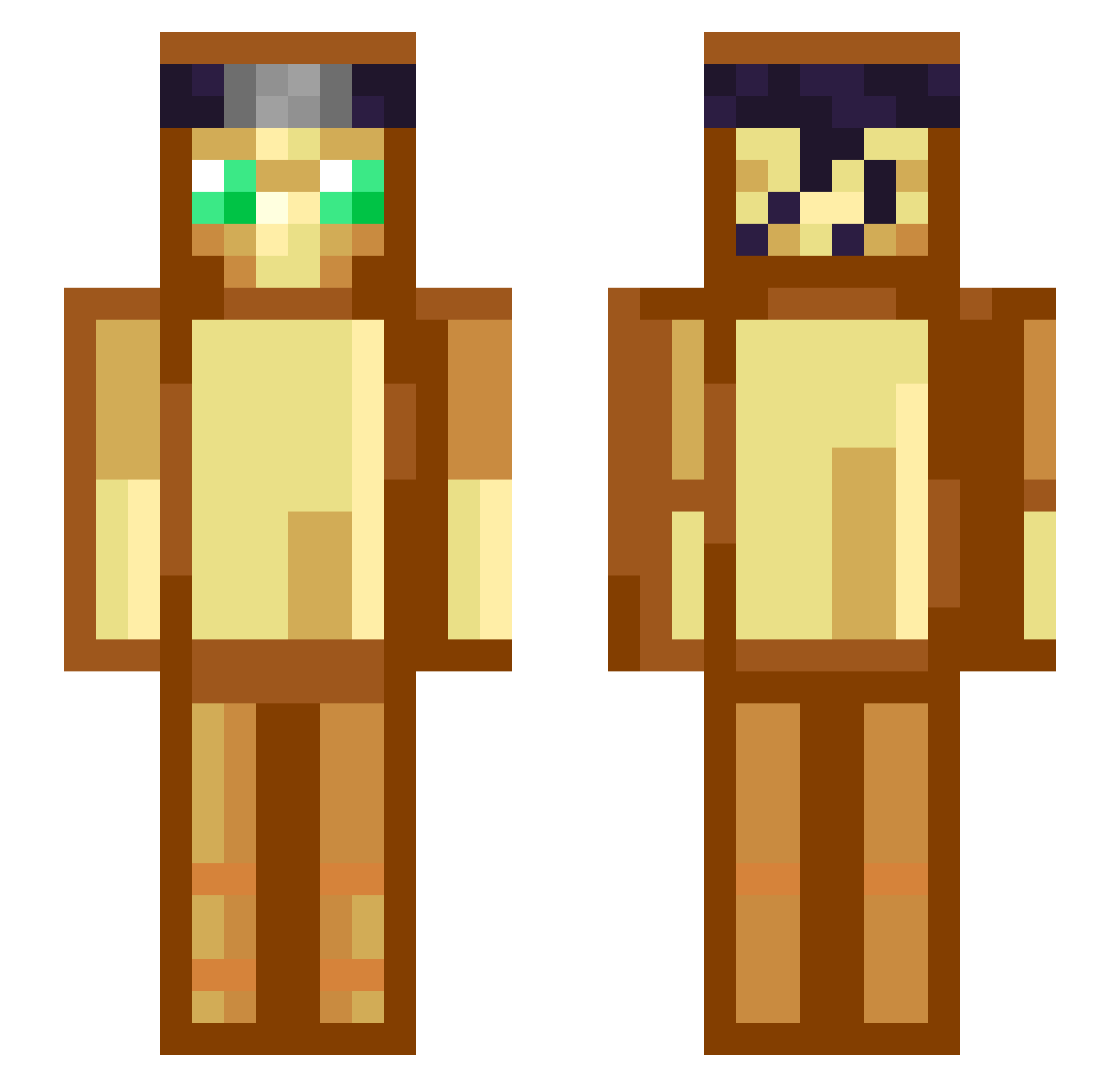 Rokkeveen Minecraft skin, front and back view