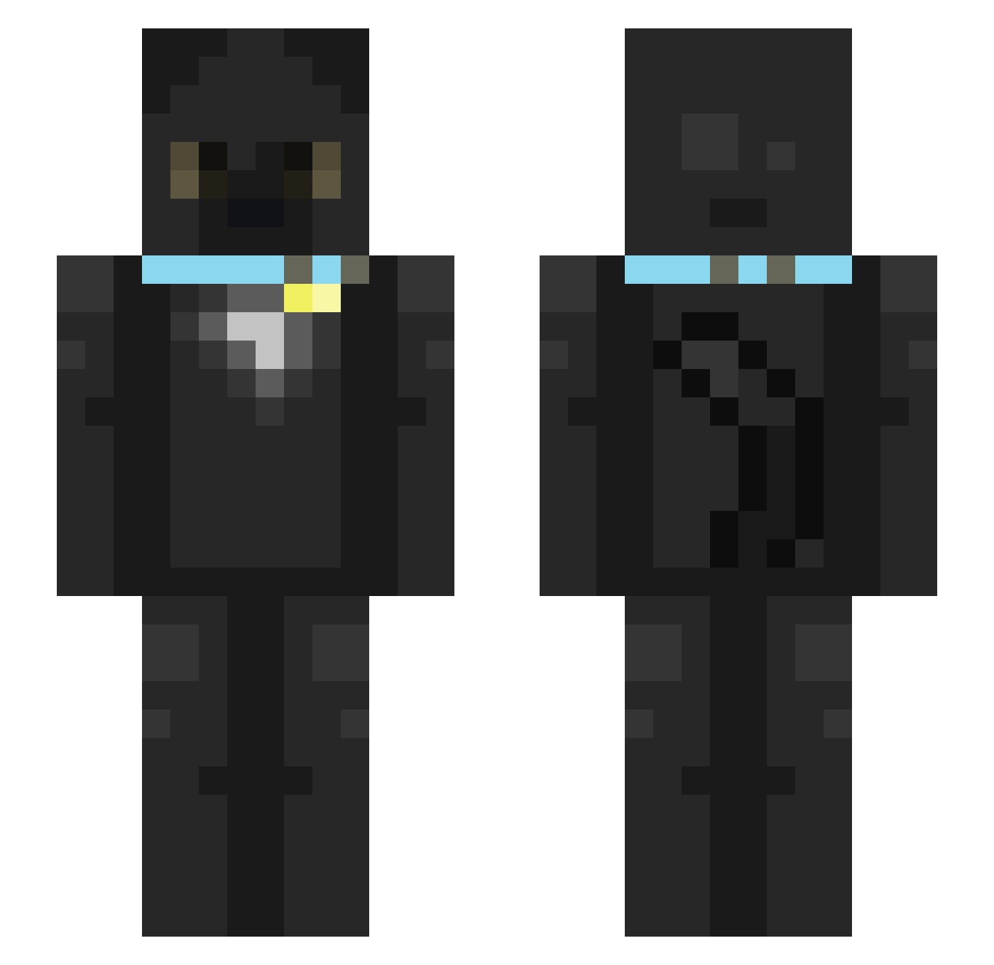 Nowok Minecraft skin, front and back view