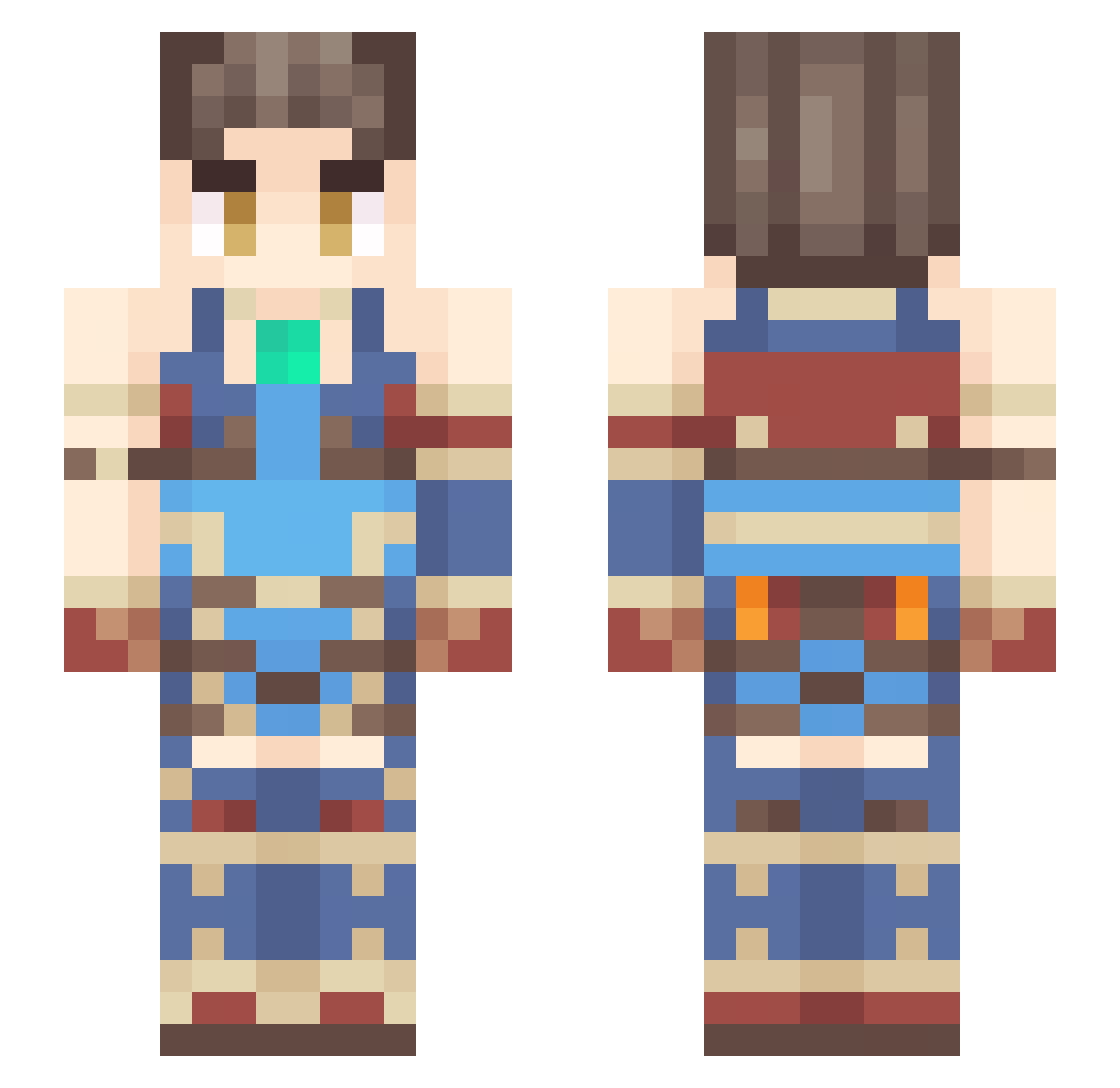 JubJub9 Minecraft skin, front and back view