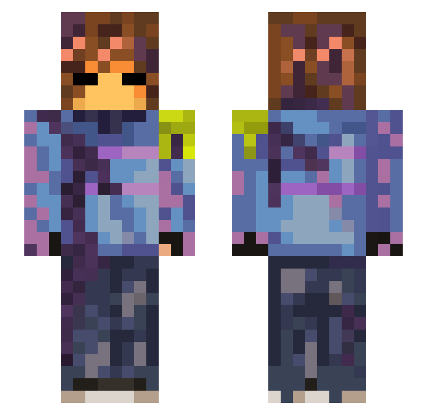 pokeyVAN Minecraft skin, front and back view