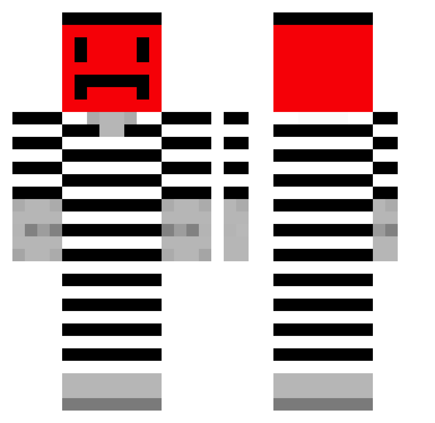 CrazyCocodrilo Minecraft skin, front and back view