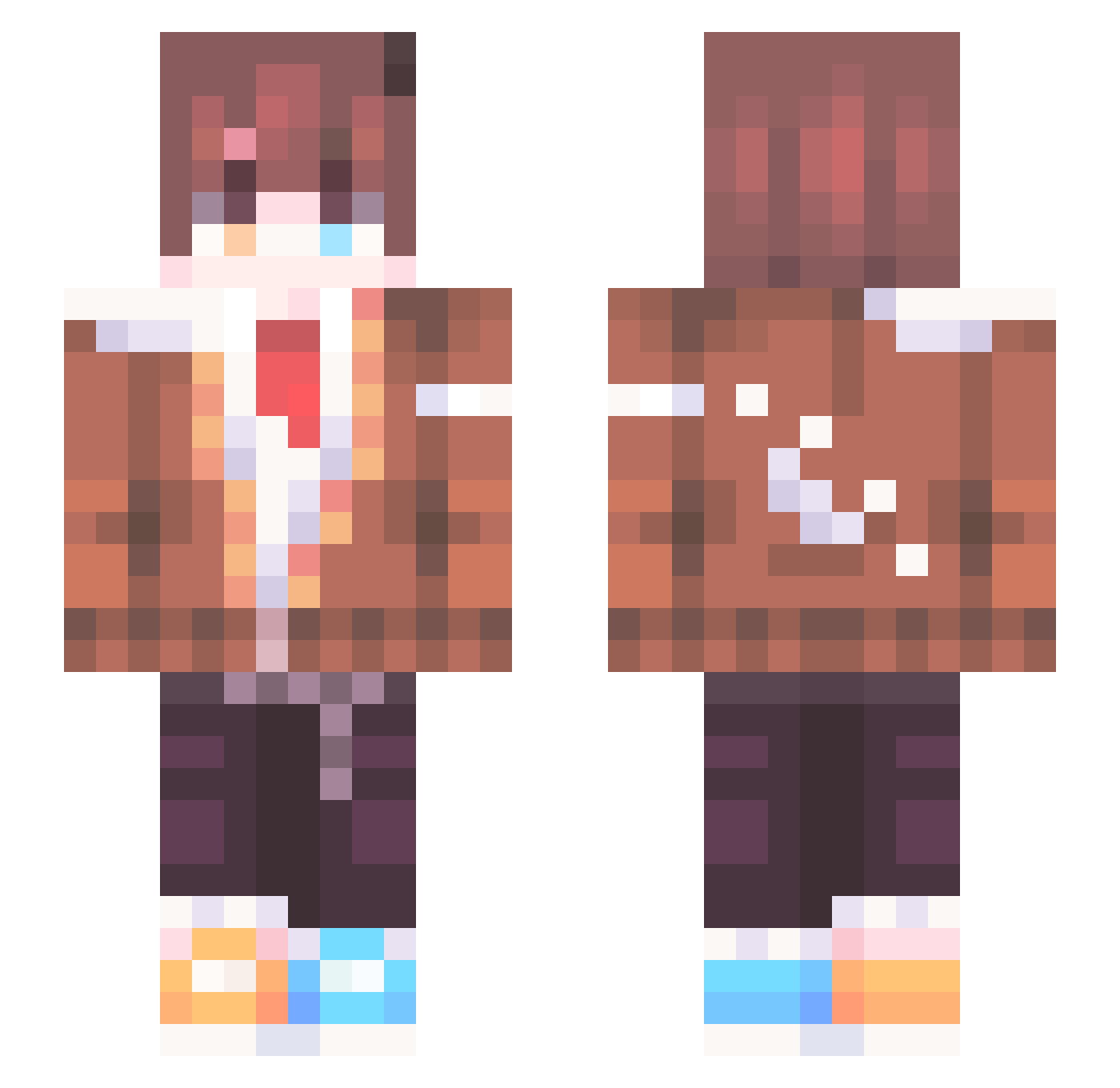 Qlxu Minecraft skin, front and back view