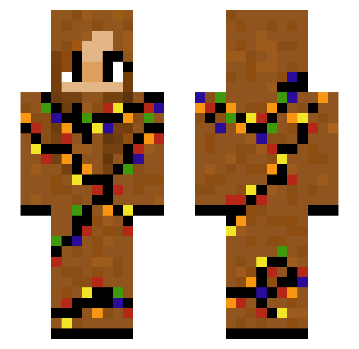 Bummerball Minecraft skin, front and back view