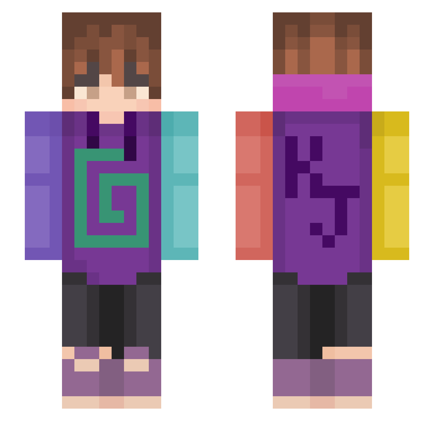 KaiBlock1 Minecraft skin, front and back view