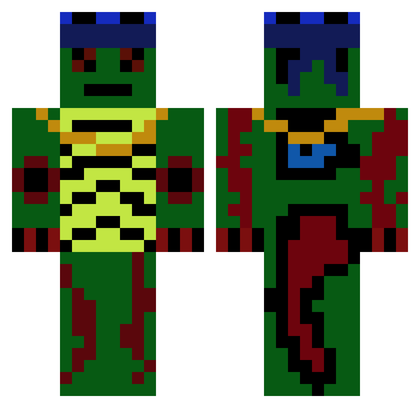 Minee7 Minecraft skin, front and back view