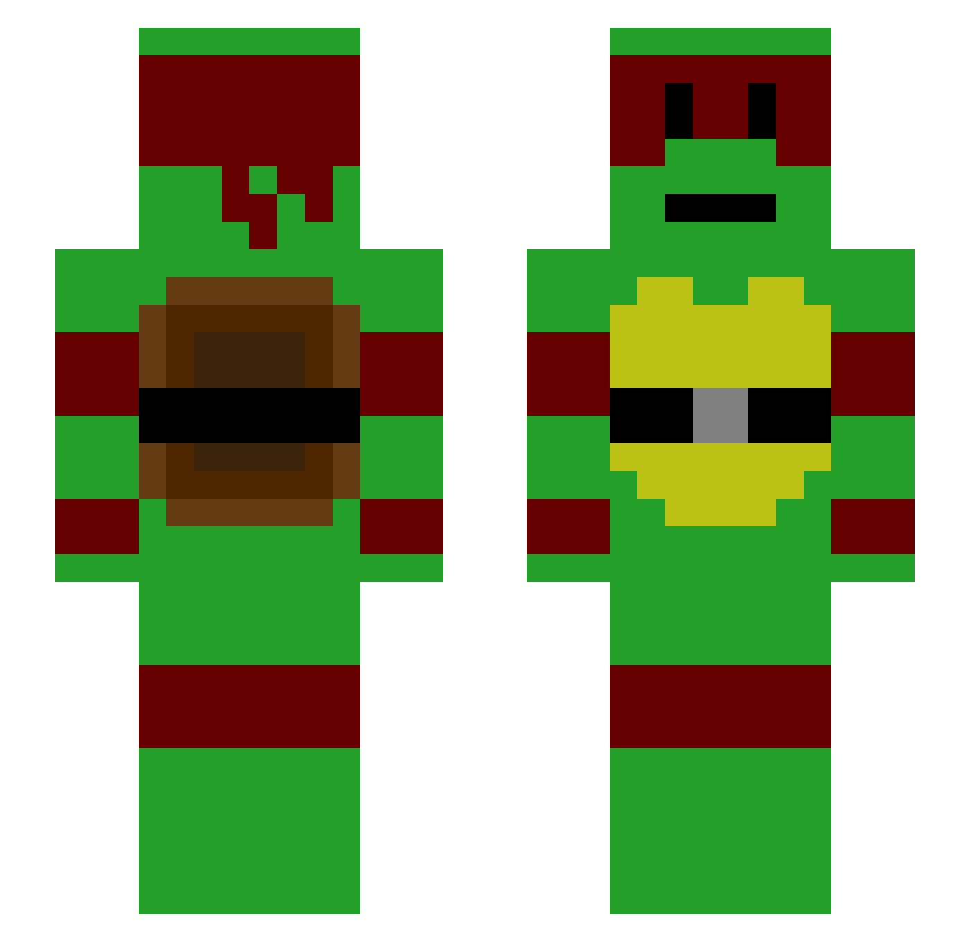 xLeevu Minecraft skin, front and back view
