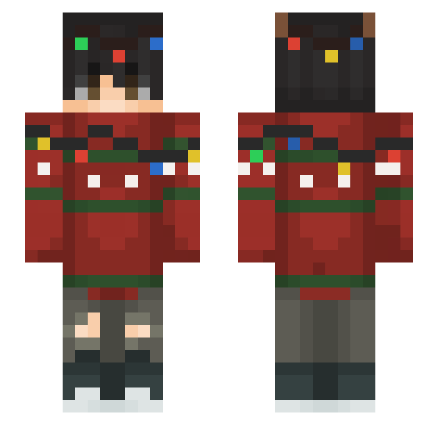 Markerburg Minecraft skin, front and back view