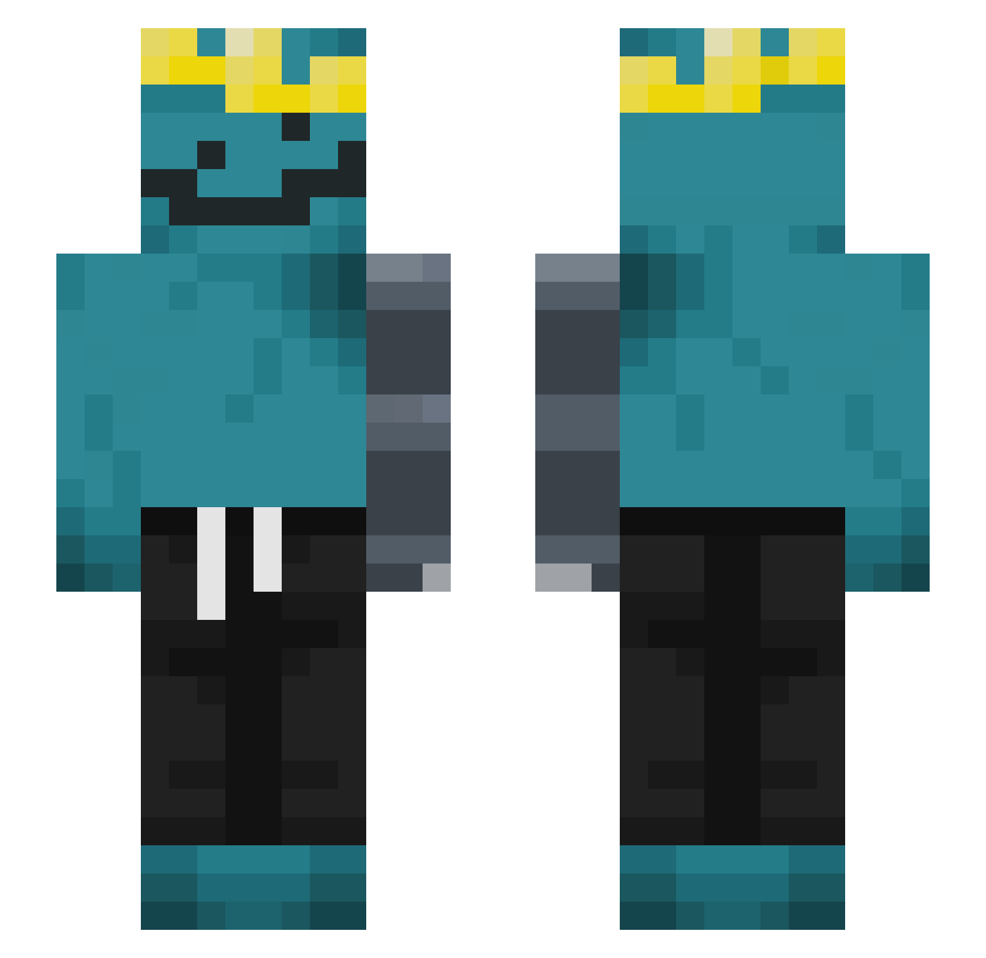 SemiRare Minecraft skin, front and back view