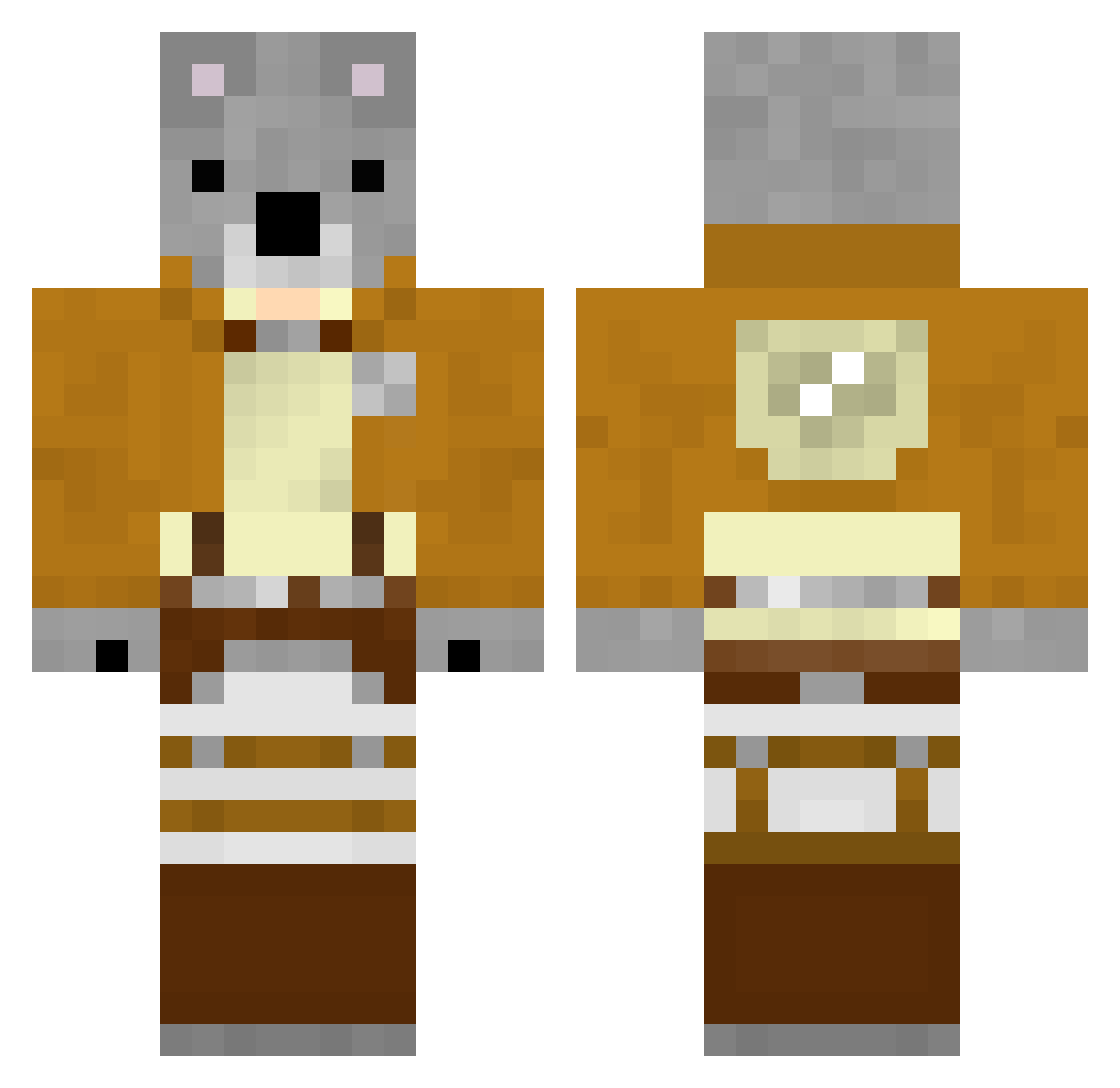 angling Minecraft skin, front and back view