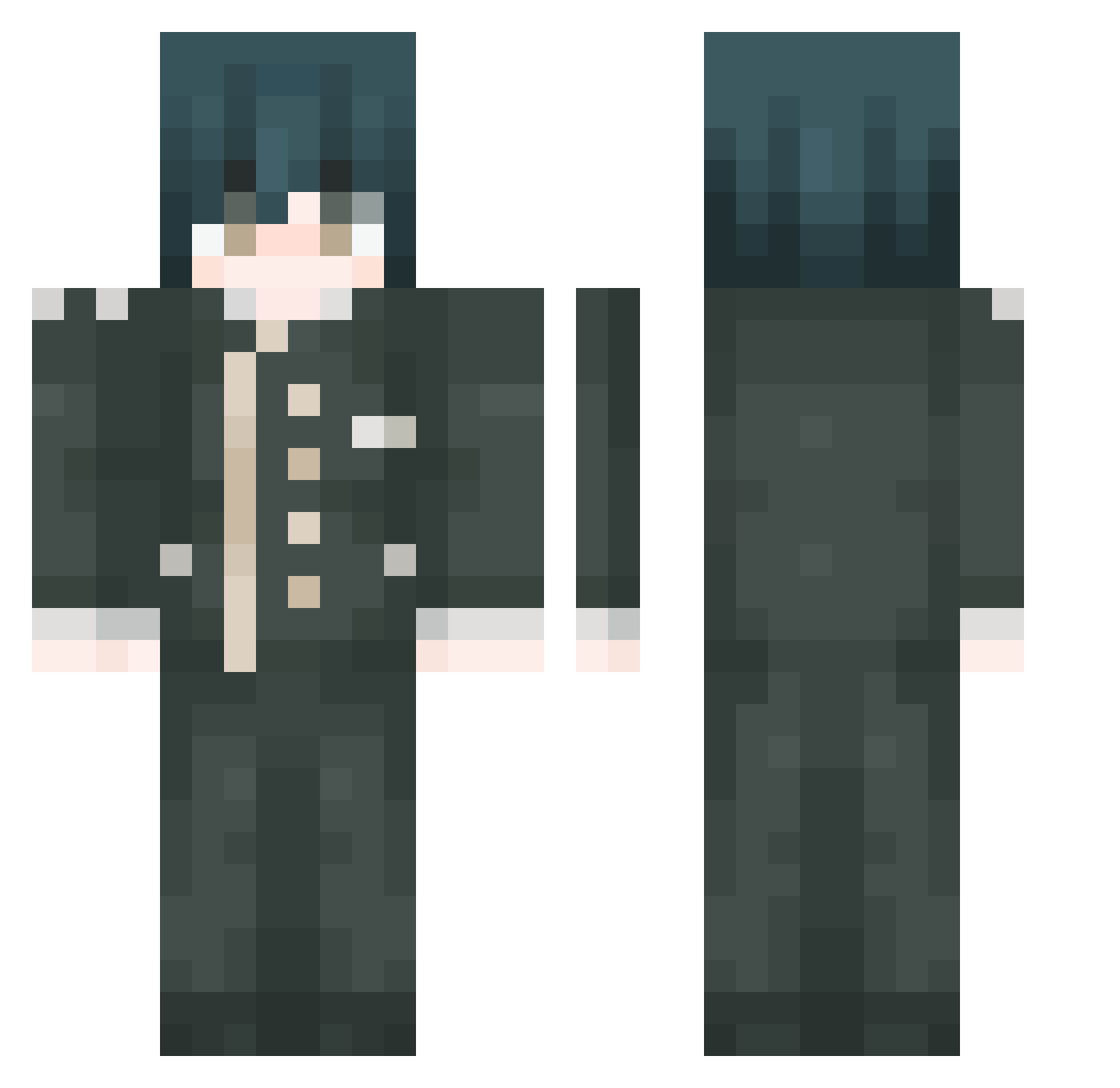 Creak17 Minecraft skin, front and back view