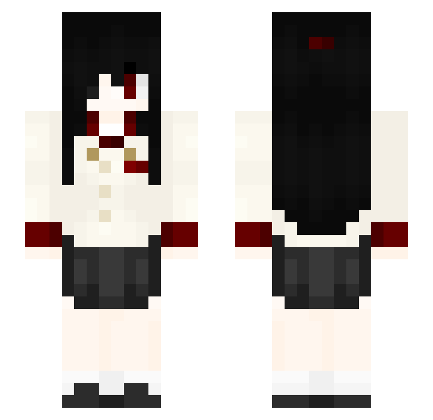 sokurado Minecraft skin, front and back view